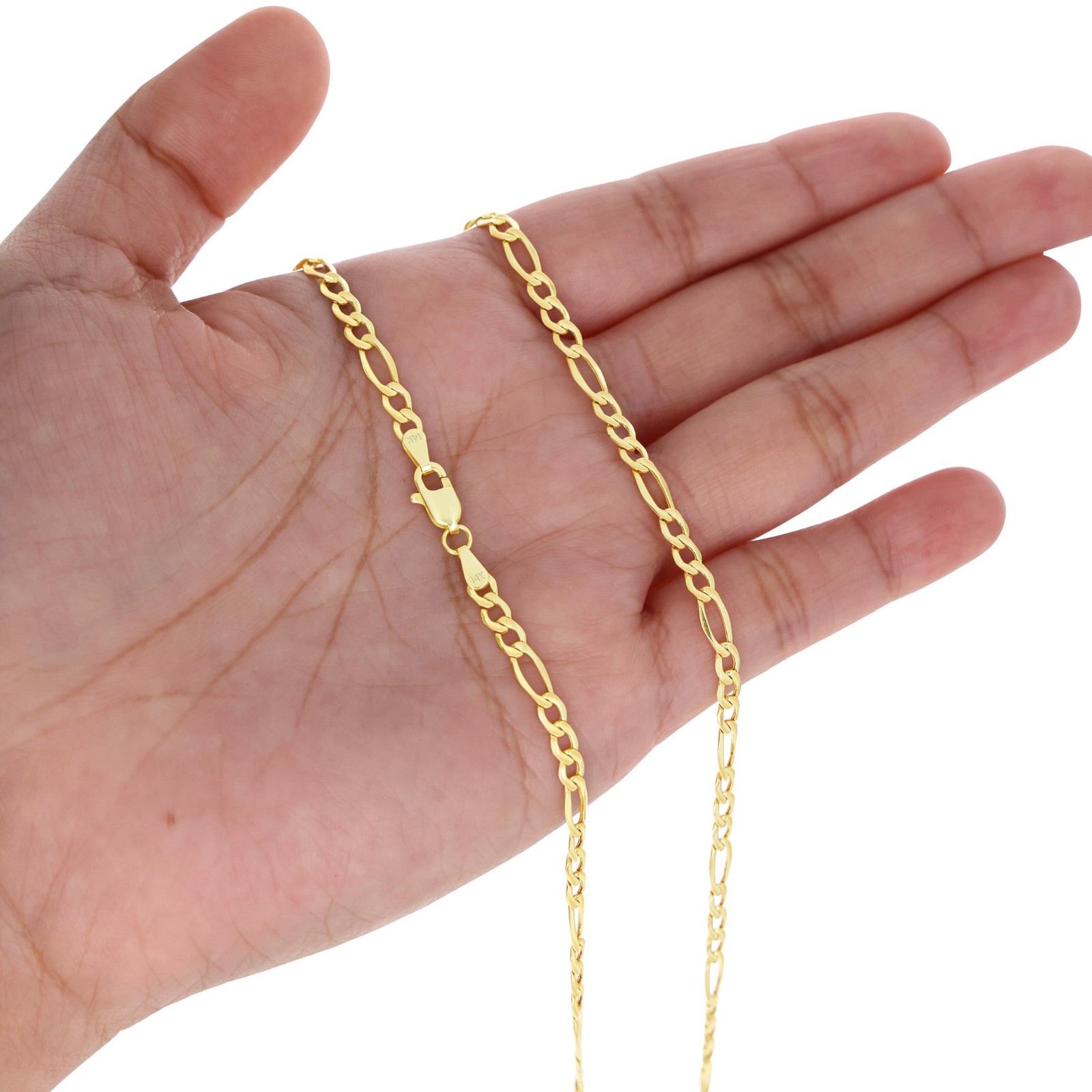 14K Yellow Gold 2mm- 8mm Figaro Chain Italian Link Necklace Mens Women 16″- 30″