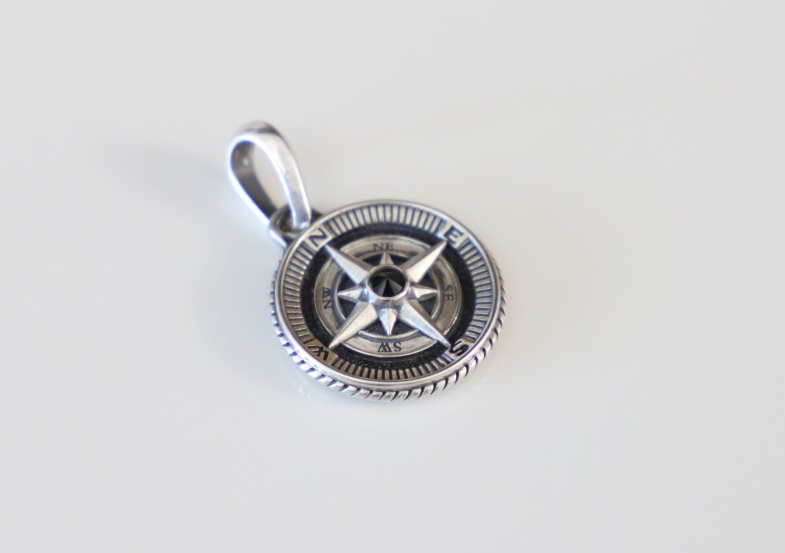 David Yurman Men’s Sterling Silver Compass Amulet Pendant with DY Box