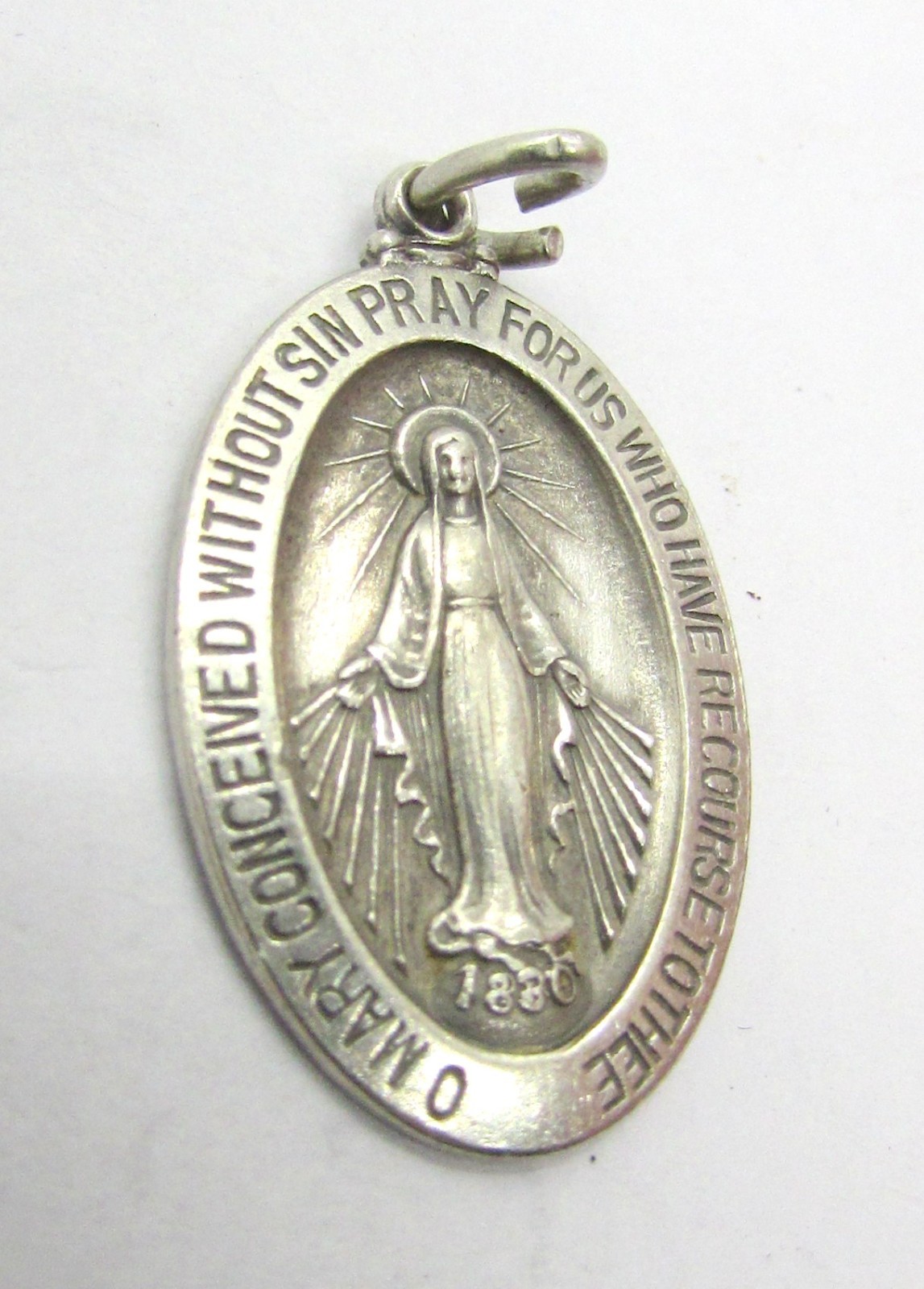 925 STERLING SILVER MIRACULOUS MEDAL OVAL PENDANT OR CHARM 31X16 MM ~ 2.9G