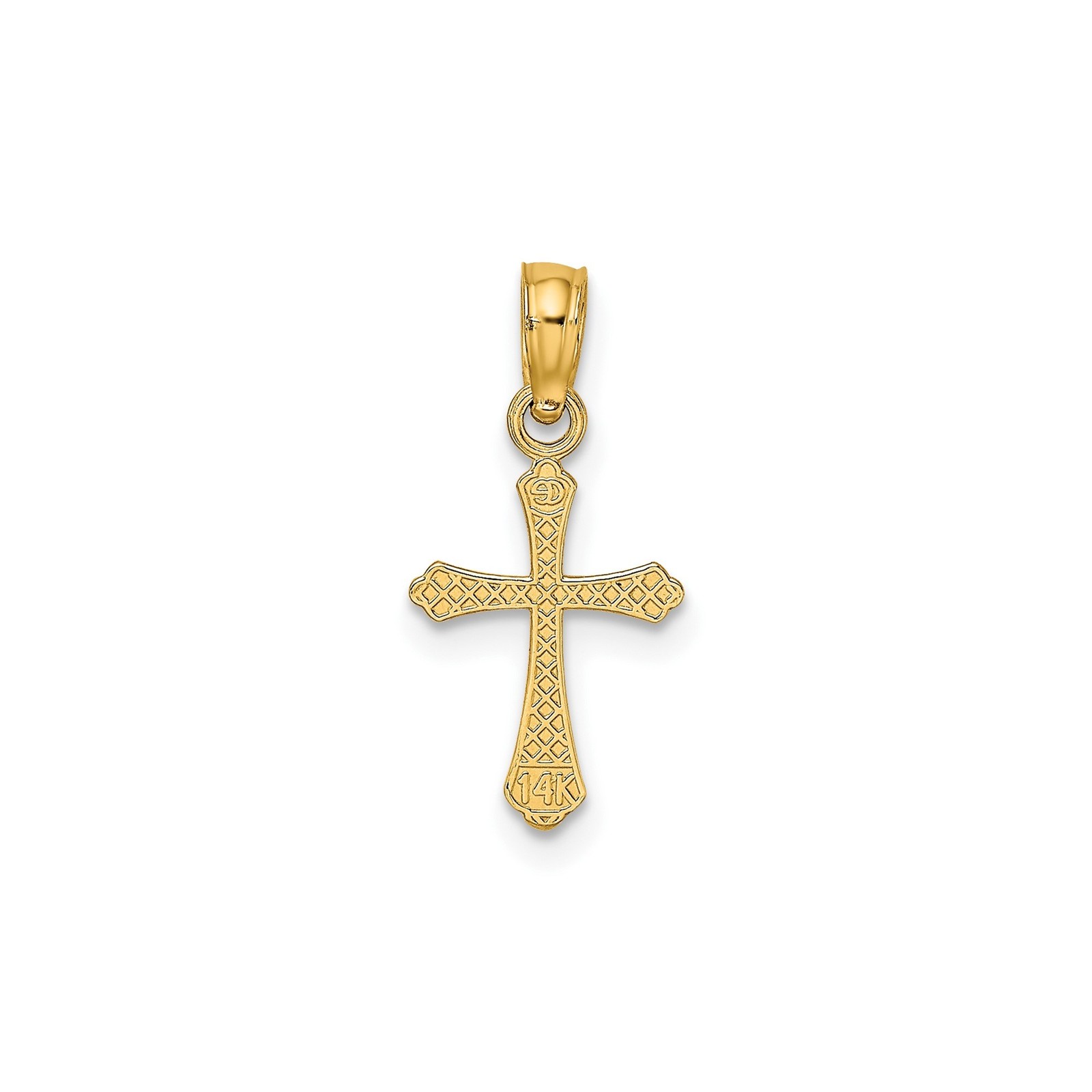 14k Gold Cross Pendant Necklace for Men Women Textured Faith Charm Jewelry