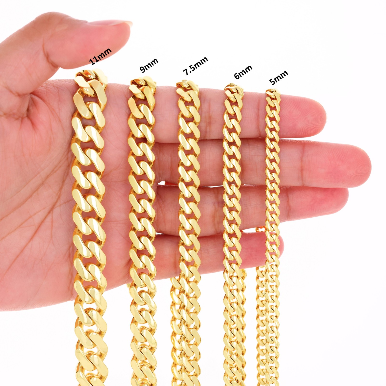 10K Yellow Gold Miami Cuban Royal Monaco Chain 6mm-20mm Necklace Bracelet 7″-30″