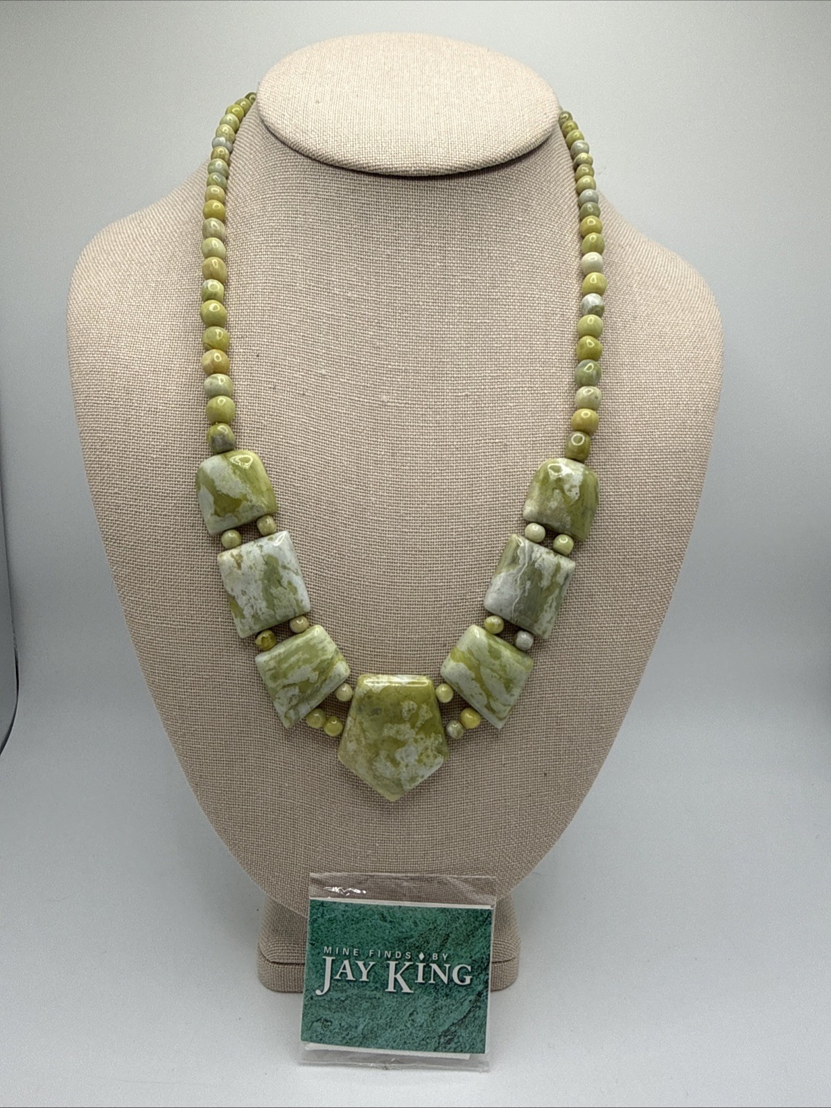 Jay King Natural South African Olive Calcite Sterling Silver Necklace