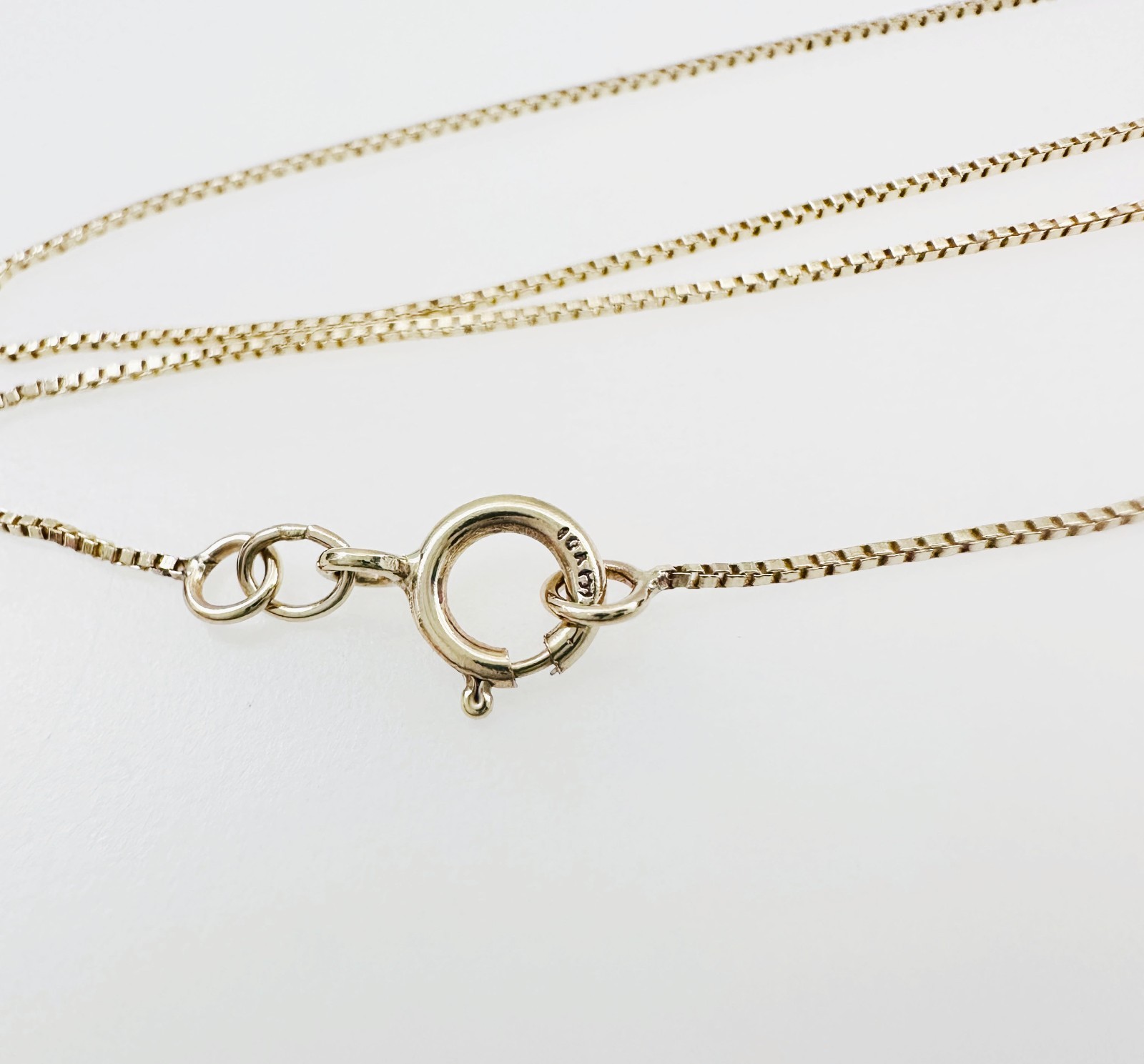 Solid 10K Yellow Gold Thin Liquid Box Link Chain Necklace, .5mm, 19 3/4″
