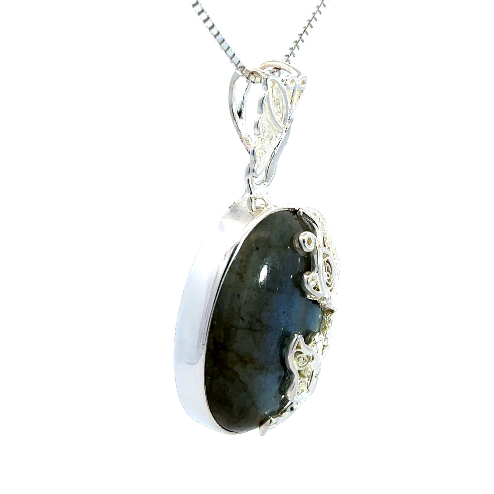Sterling Silver Labradorite With Butterfly Pendant (3/4 x 1 1/2 Inch)