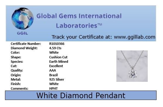 Amazing 4.59 Ct VVS1 Certified Diamond Solitaire necklace-FREE Diamond Studs