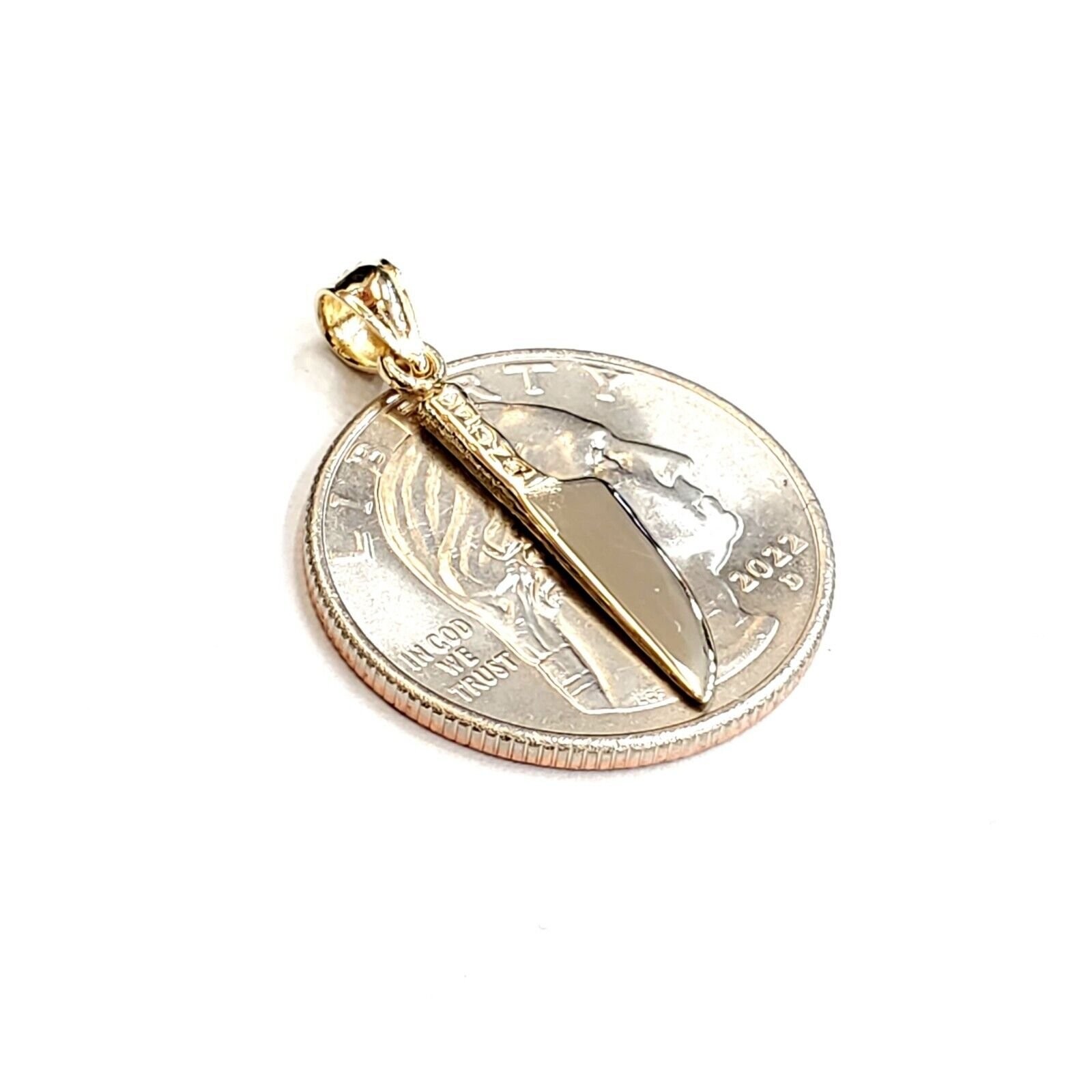 14k yellow Gold solid 3D kitchen utensil knife Pendant charm fine jewelry 1.1g