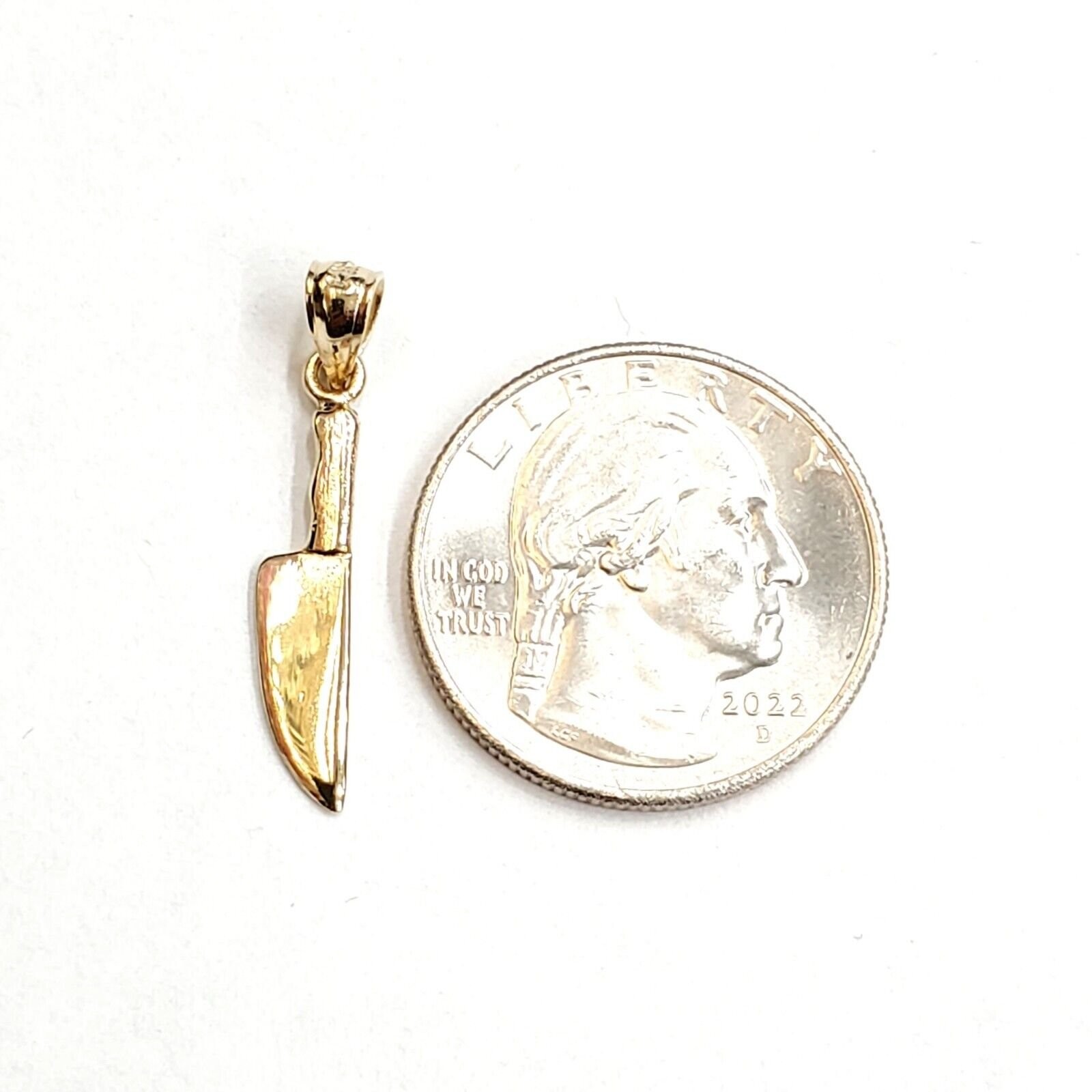 14k yellow Gold solid 3D kitchen utensil knife Pendant charm fine jewelry 1.1g