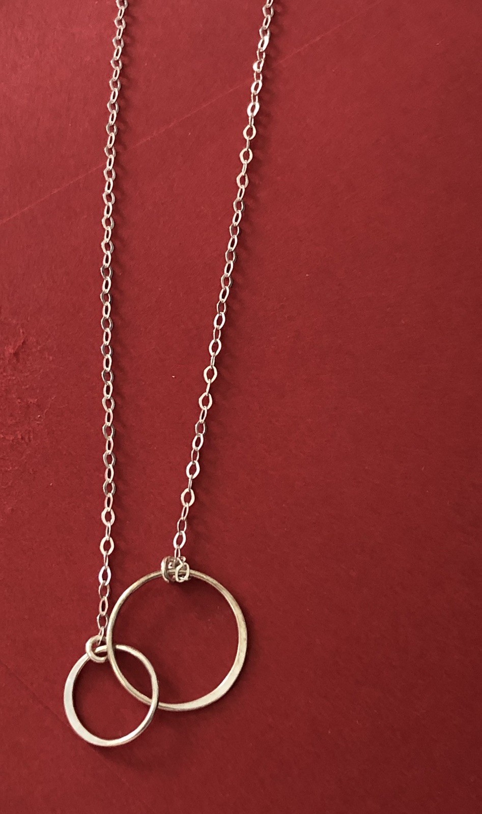 Sterling Silver 925 Necklace Two Circles Interconnected Tag EFY 18”+ Lobster