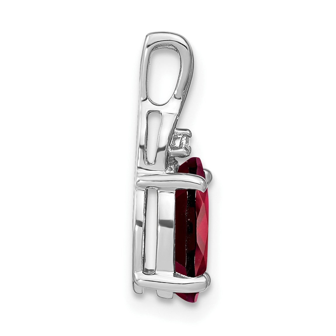 14k White Gold Oval Garnet and Diamond Pendant PM7075-GA-001-WA