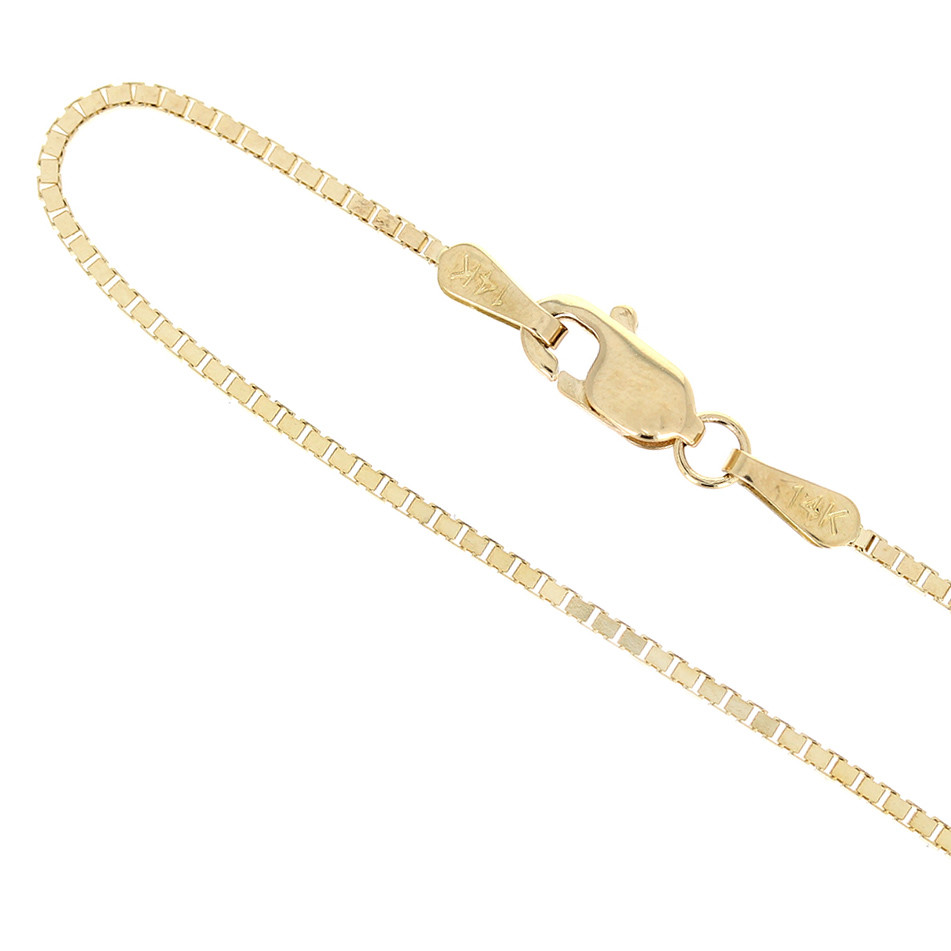 14KT Gold 1mm Box Chain, Thin Pendant Chain, Genuine 14KT Gold Chain 18″ 20″ 22″