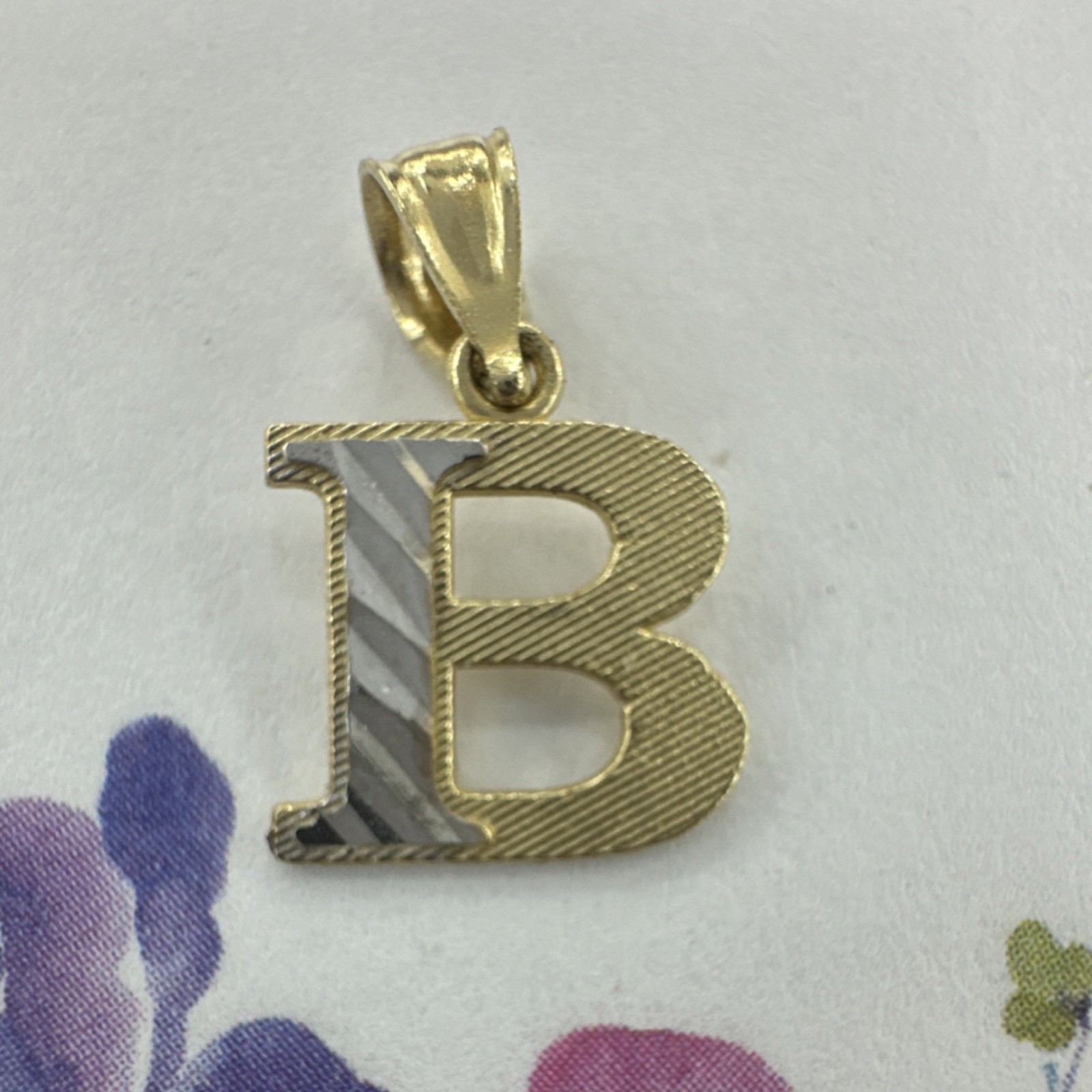 Yellow Gold 14k Letter B Pendant Alphabet Theme No Stone Italy Fine Jewelry