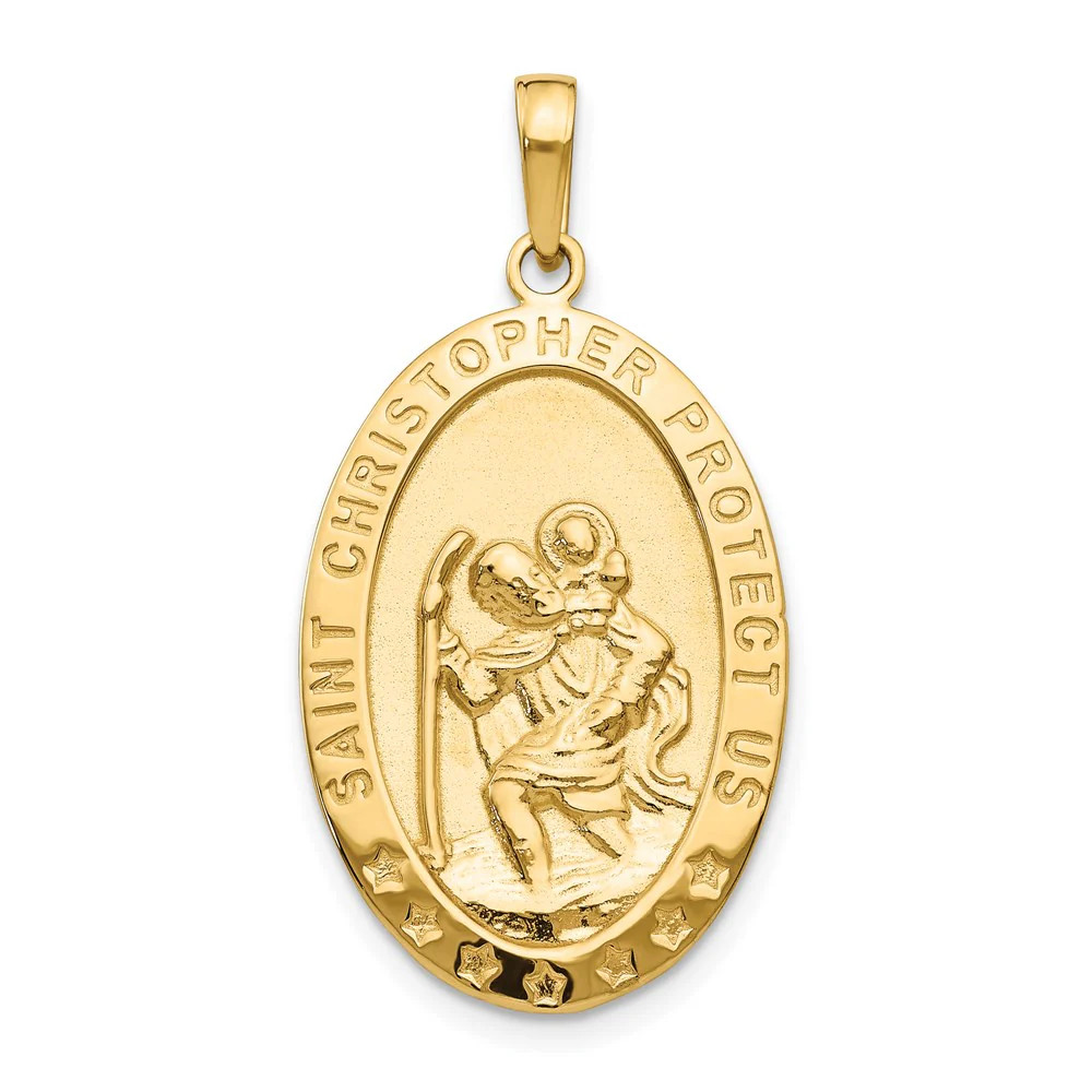 10K / 14K Yellow Gold Saint Christopher Medal Pendant