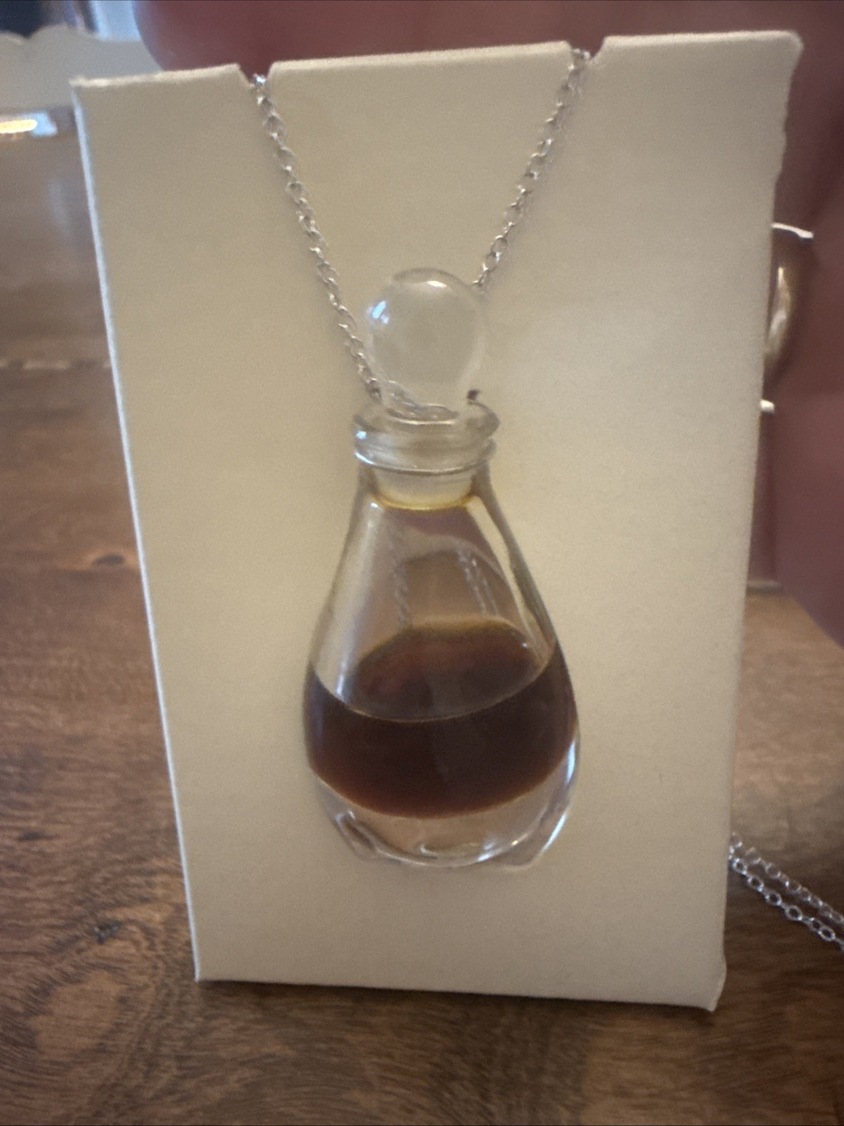 HALSTON Bottle For Perfume Necklace Marked Sterling Original Box