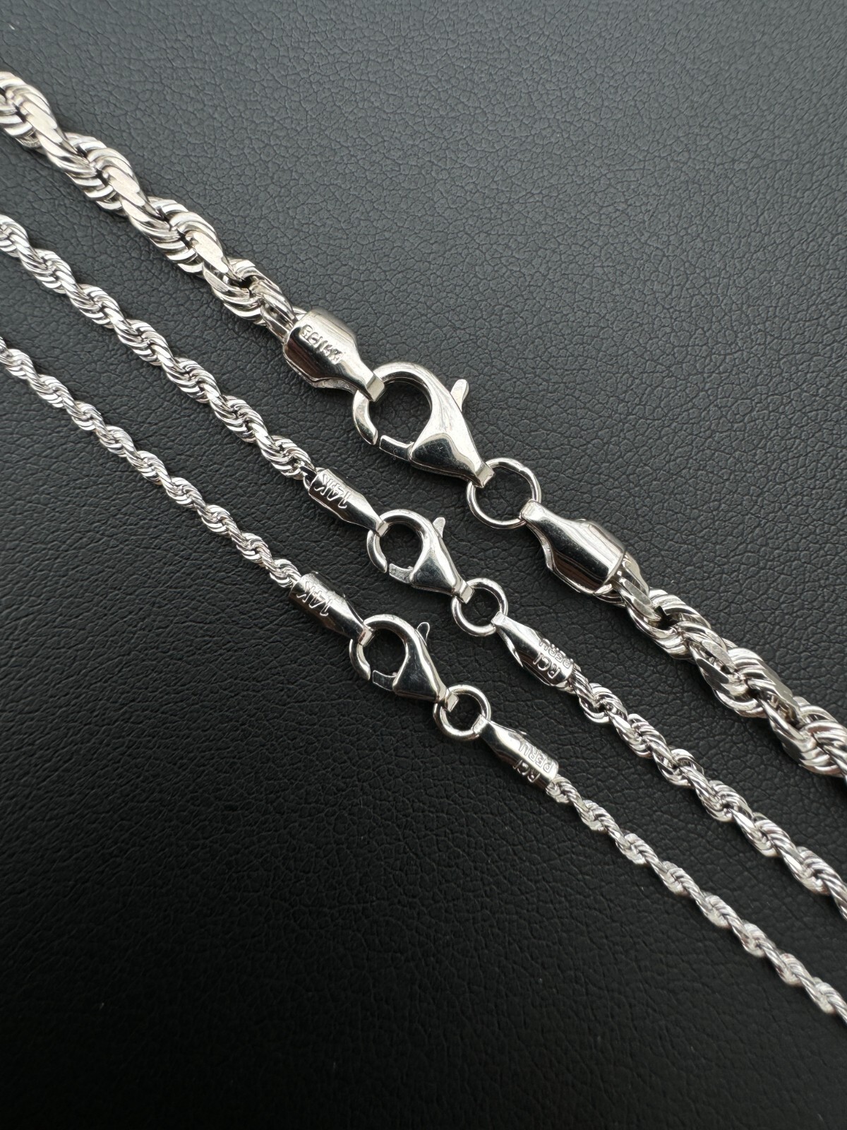Solid 14k White Gold Men’s Women’s Real Rope Chain Necklace 1.5mm-4mm