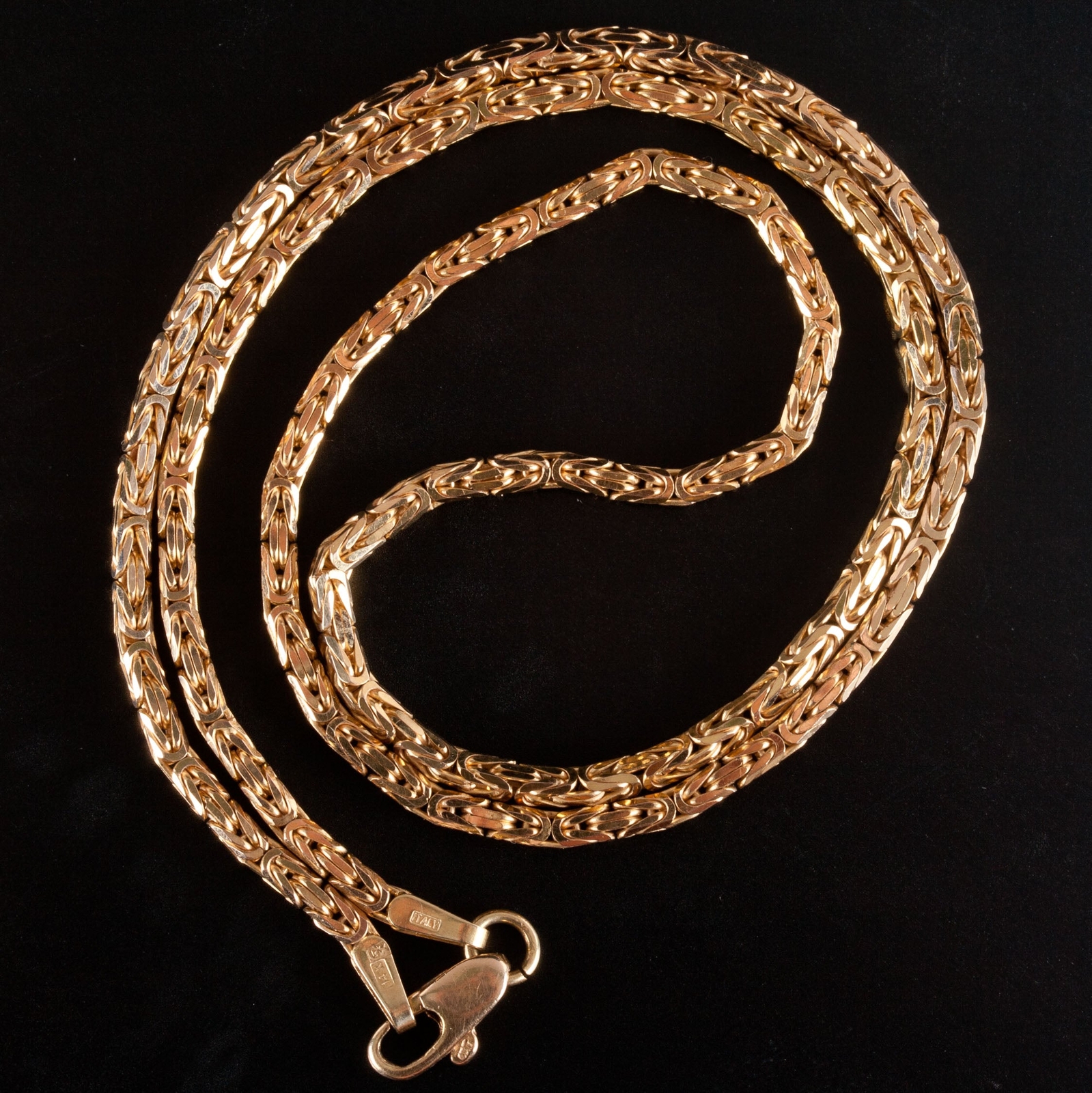 14k Yellow Gold Italian Byzantine Style Chain Necklace 11g 16″ Length 2mm Width