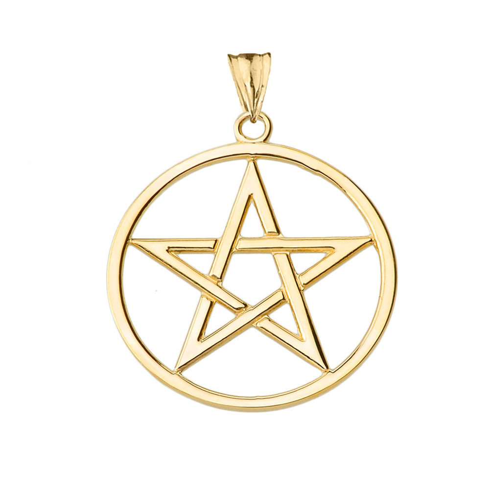 Gold Pentagram Pendant Necklace (Available in Yellow/Rose/White Gold)