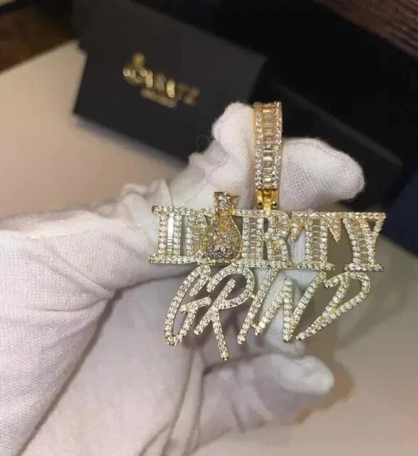 2Ct Round Cut Moissanite Customized Letter Pendant 14K Yellow Gold Plated Silver
