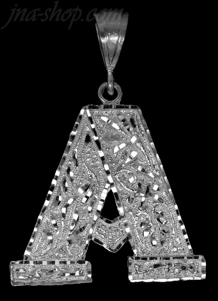 Sterling Silver Big Diamond-Cut Initial Letter Pendant A B C D E F G H I L M N O