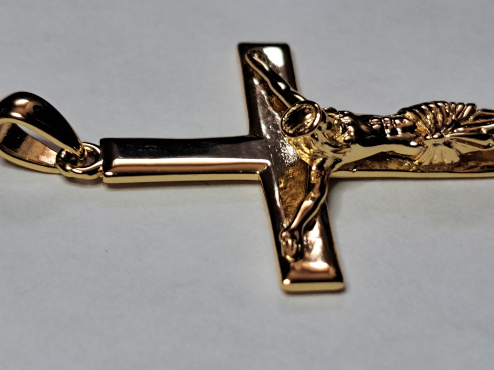 Mens 14k Gold Over 925 Sterling Silver Detailed Jesus Crucifix Cross Pendant 2″