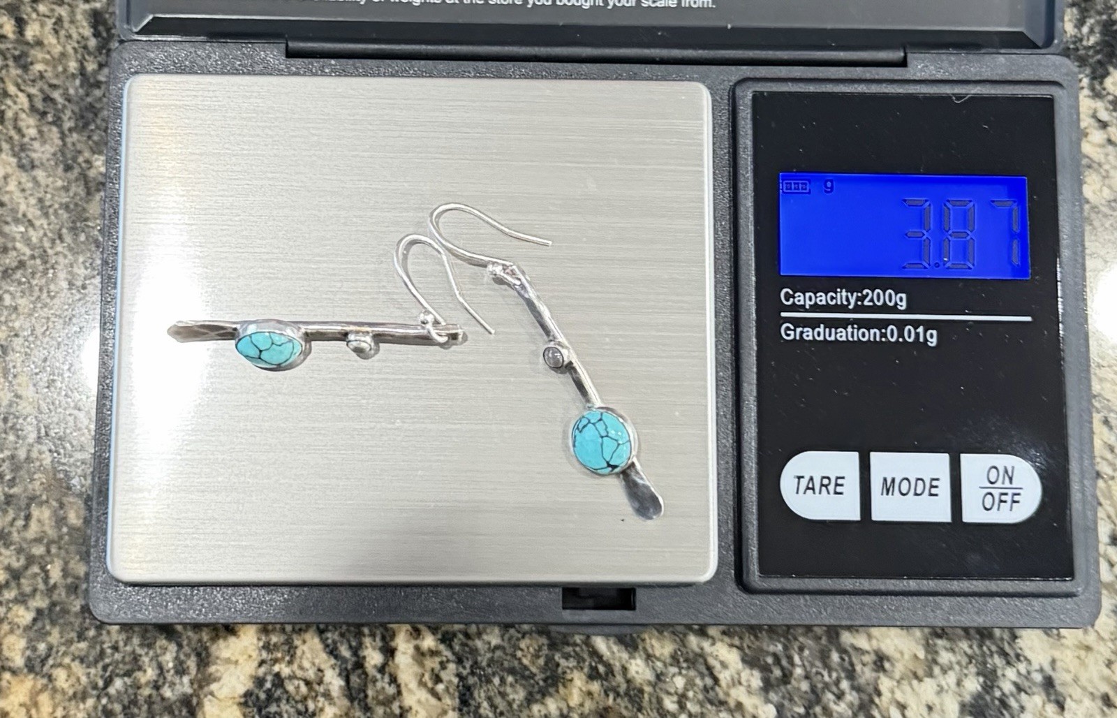 Singed NP 925 Sterling Silver Navajo ? Earrings Hammered Dyed Howlite Dangle Bar