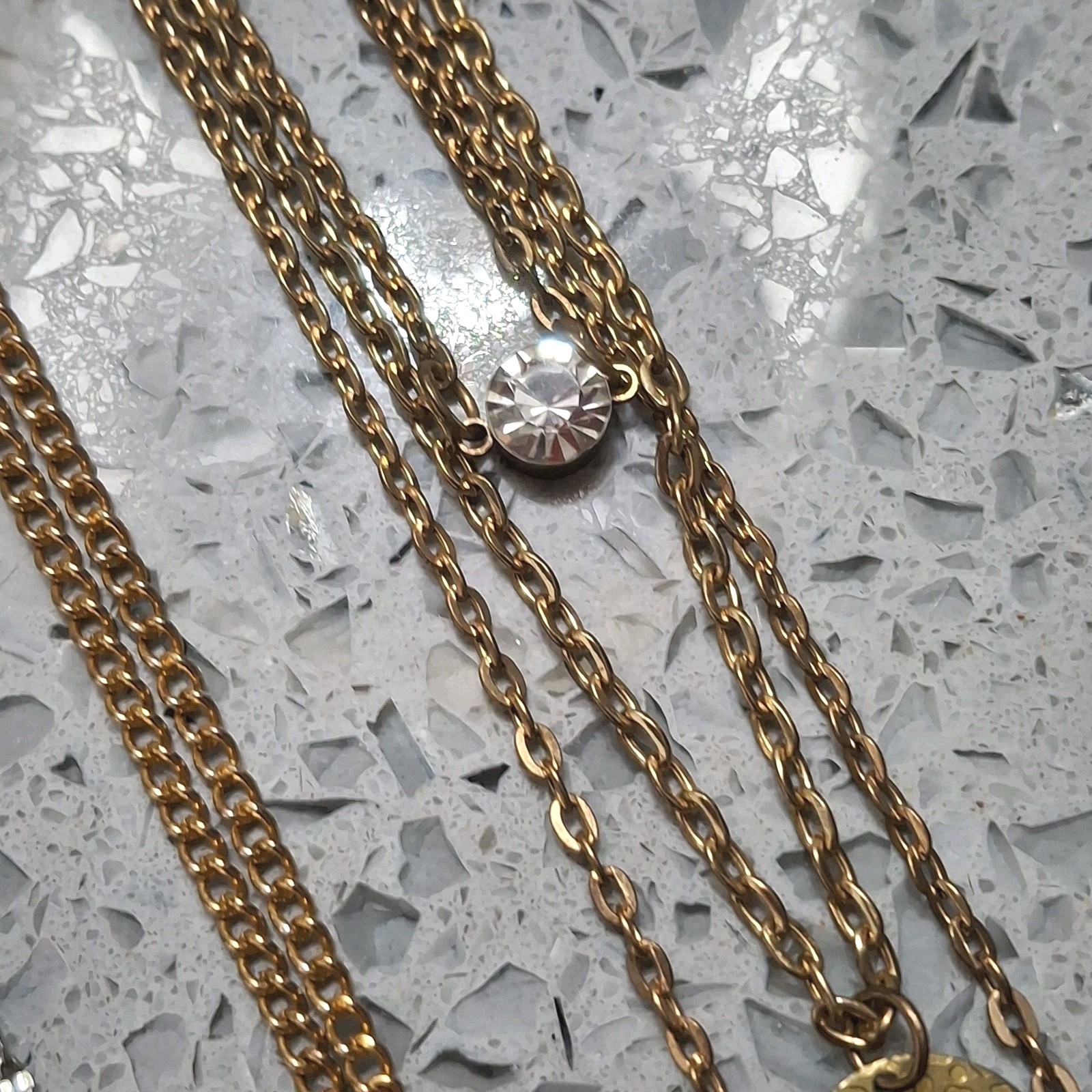 Lot Vintage Y2K Necklaces .925 Sterling Silver Crystals 16-20″ Adjusts Layered 4