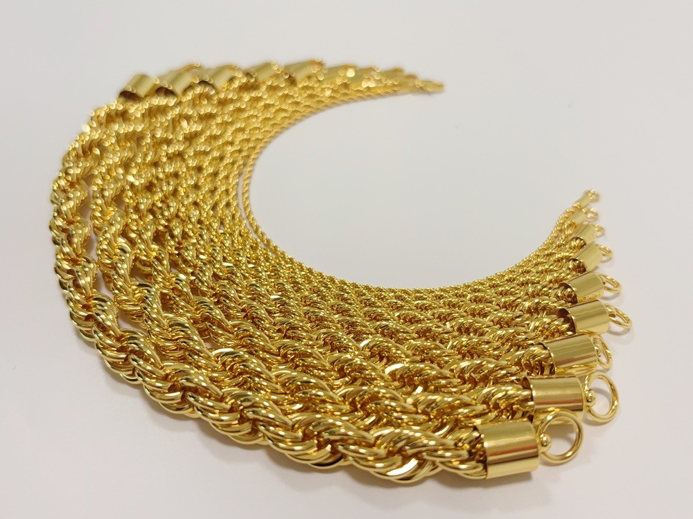 14K Yellow Gold Diamond Cut Rope 2mm-10mm Chain Link Bracelet 7″ 7.5″ 8″ 8.5″ 9″
