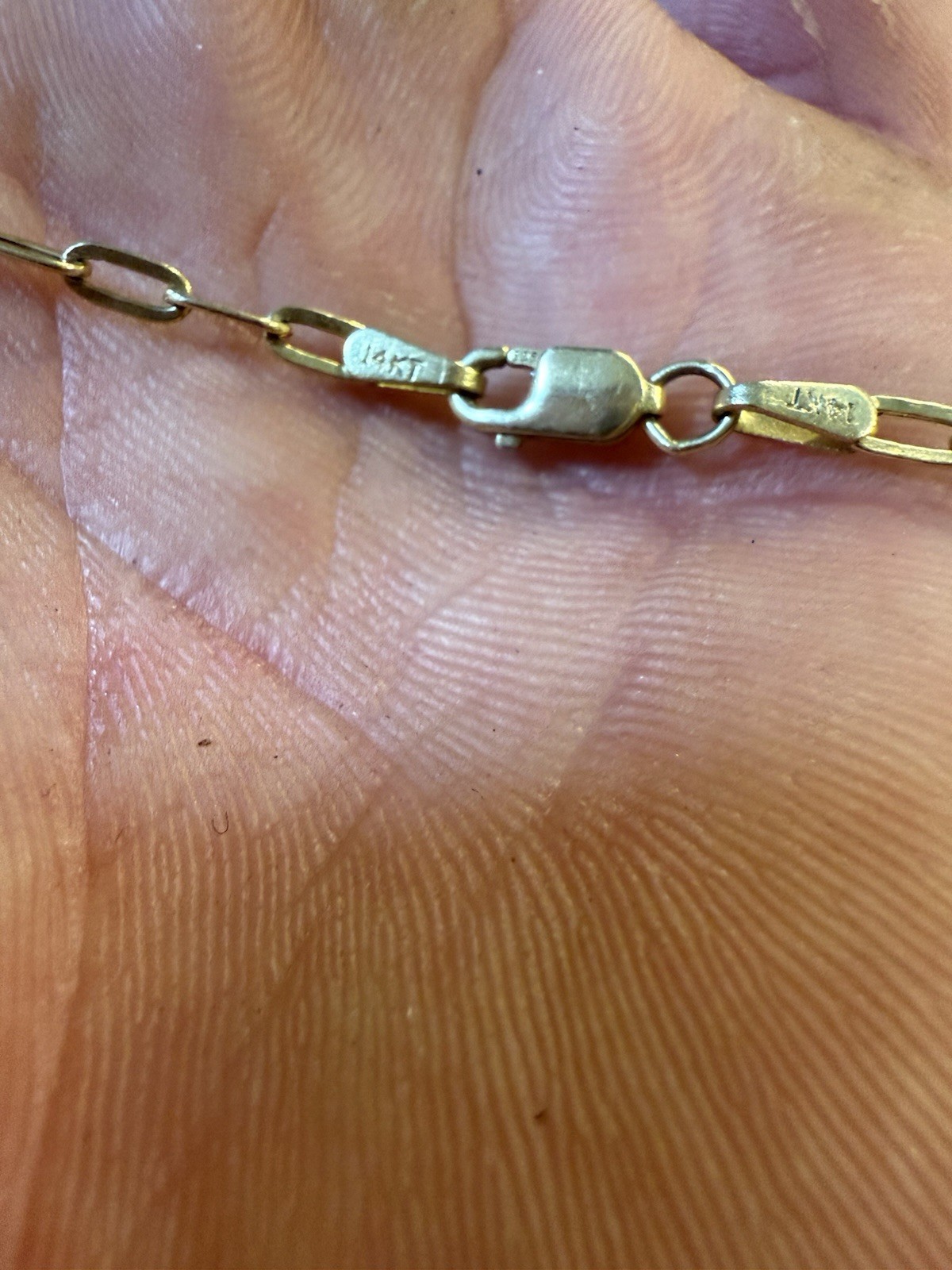 14K Yellow Gold Paper Clip ‘Cable’ Lobster Clasp 20 Inch 2.2 mm