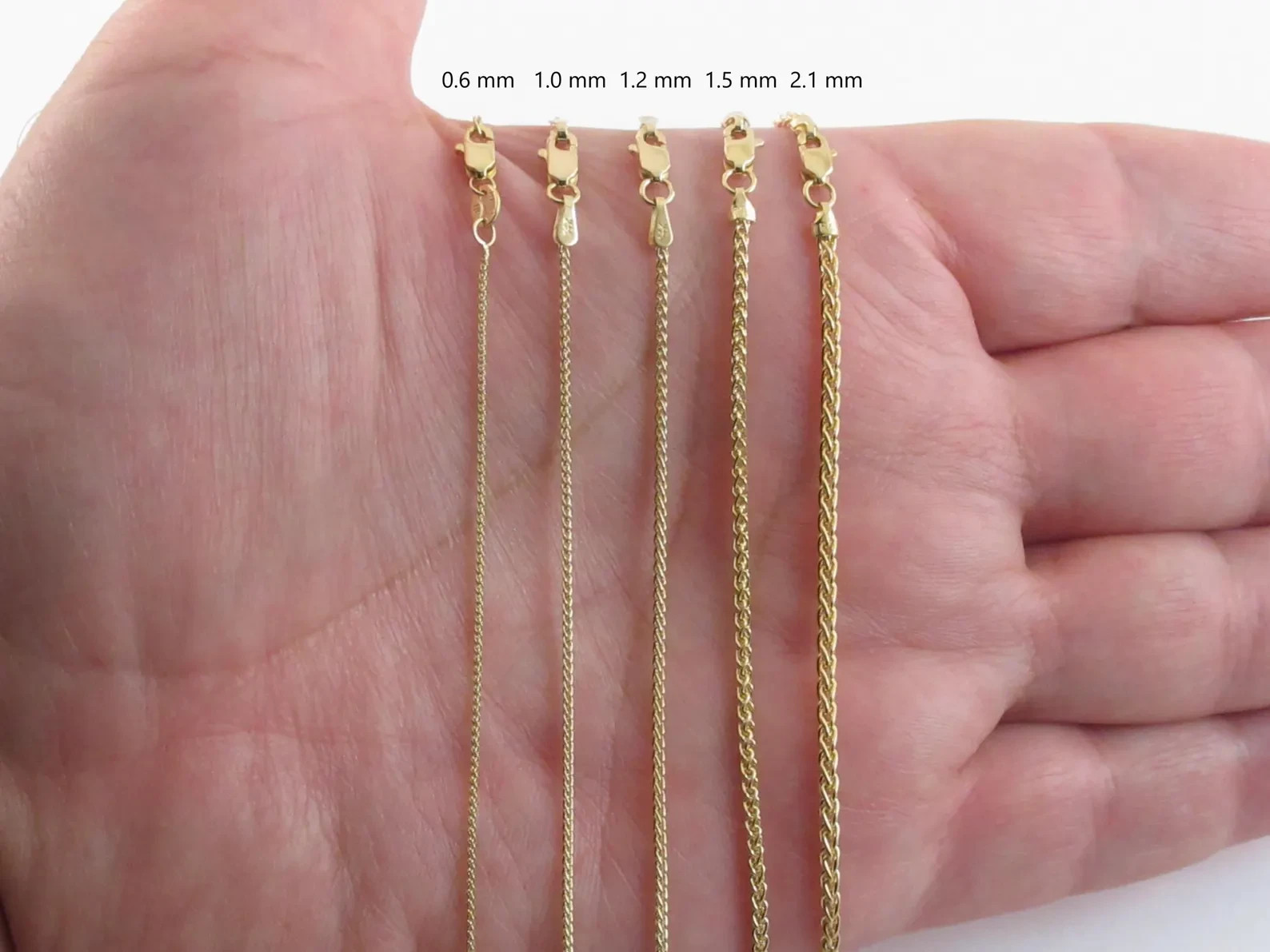 14k Solid Yellow Gold Wheat Chain Necklace ( 16-24 inch )