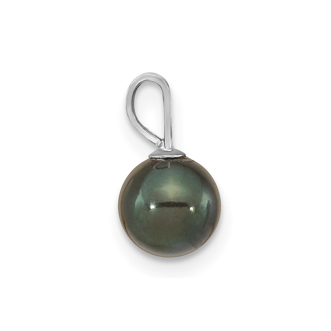 14K White Gold 6-7mm Round Black Cultured Saltwater Akoya Pendant
