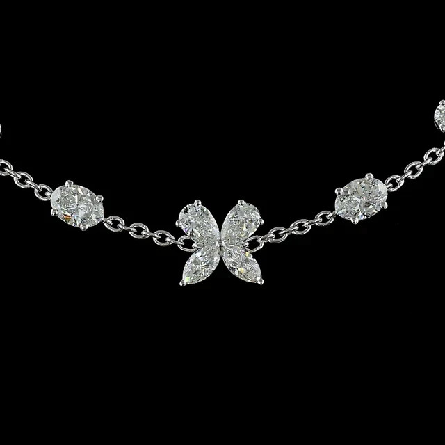 3ct Lab Created Round Cut Diamond 14K White Gold Plated Fancy Necklace