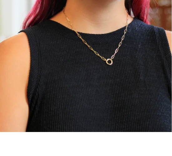 14k Yellow Gold Charm Clasp PAPERCLIP Link Chain Necklace 18 Inch 4 grams 3.2MM