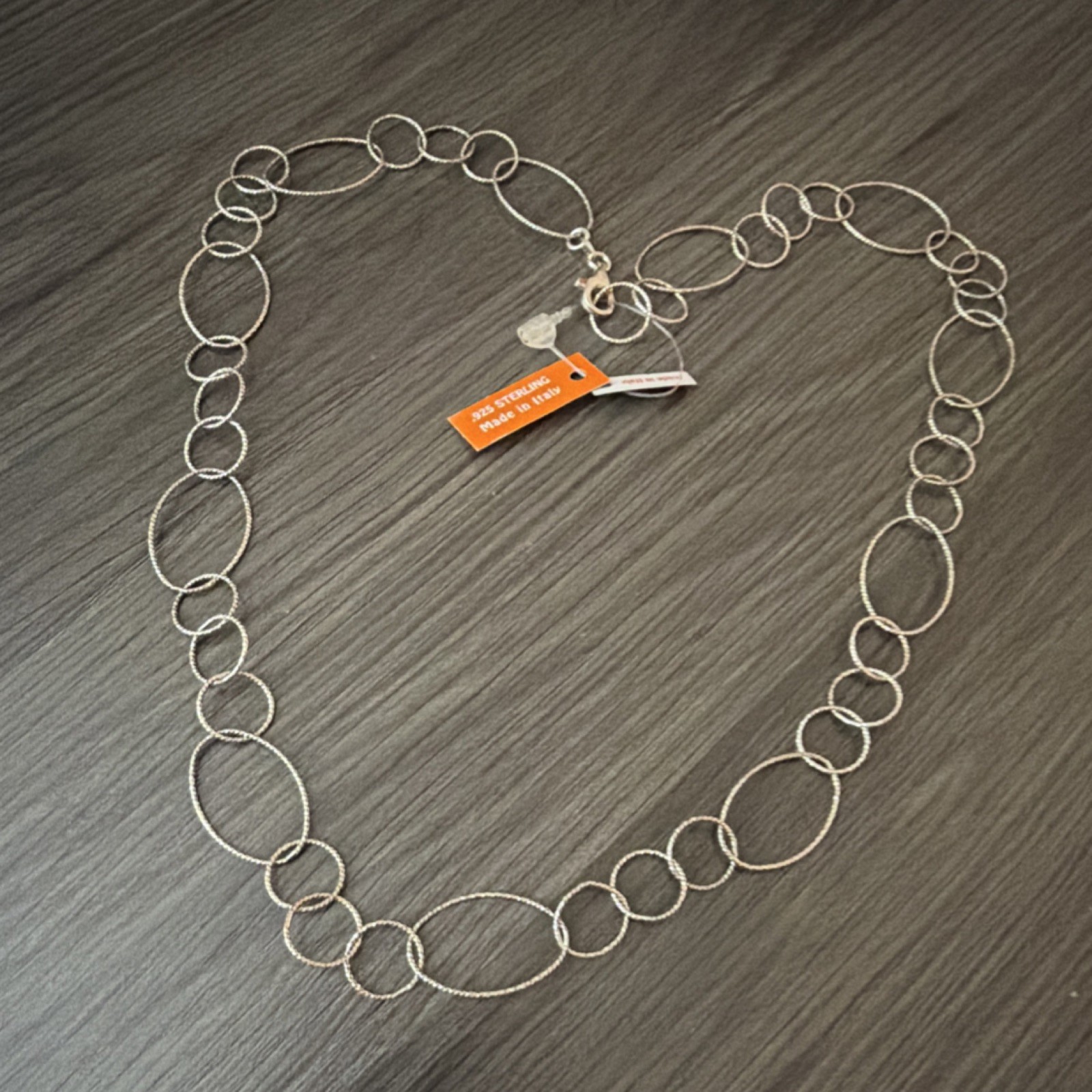 Sterling Silver 925 Oval Link Chain Necklace Made in Italy Lobster 30in