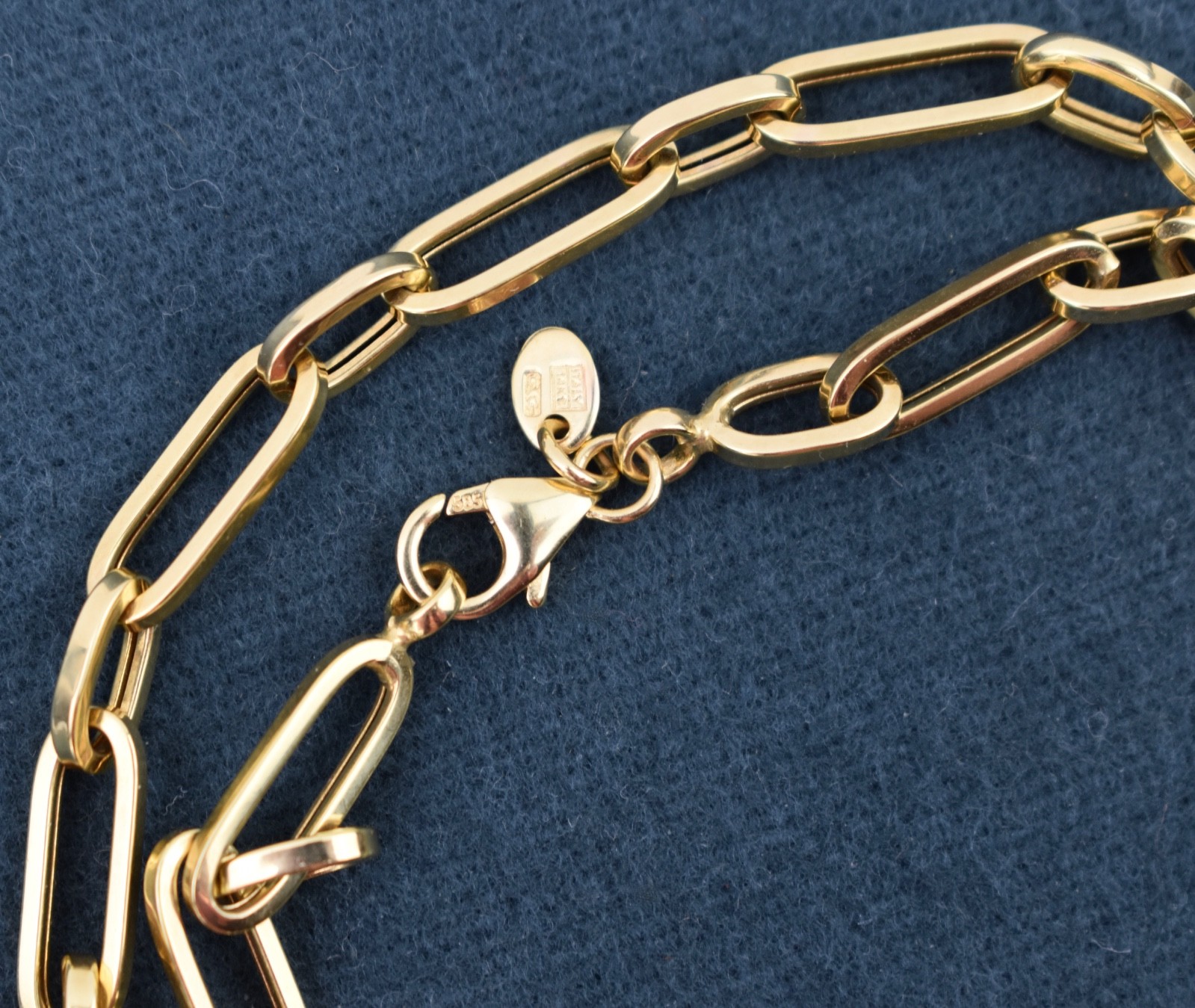 Chunky 14K Gold Italian Designer Long Short Paper Clip Chain 18″ Necklace 8.1g