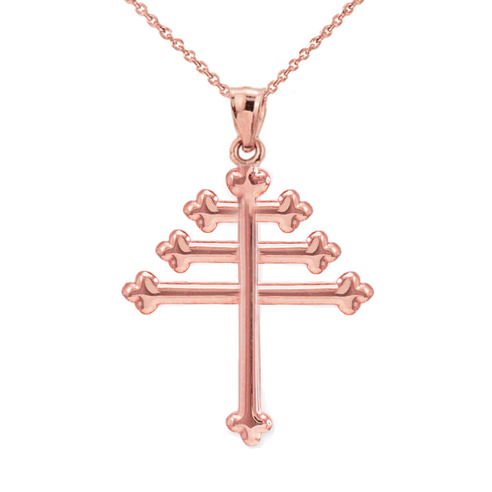 Solid Gold Maronite Cross Pendant (Available In Yellow/Rose/White Gold)