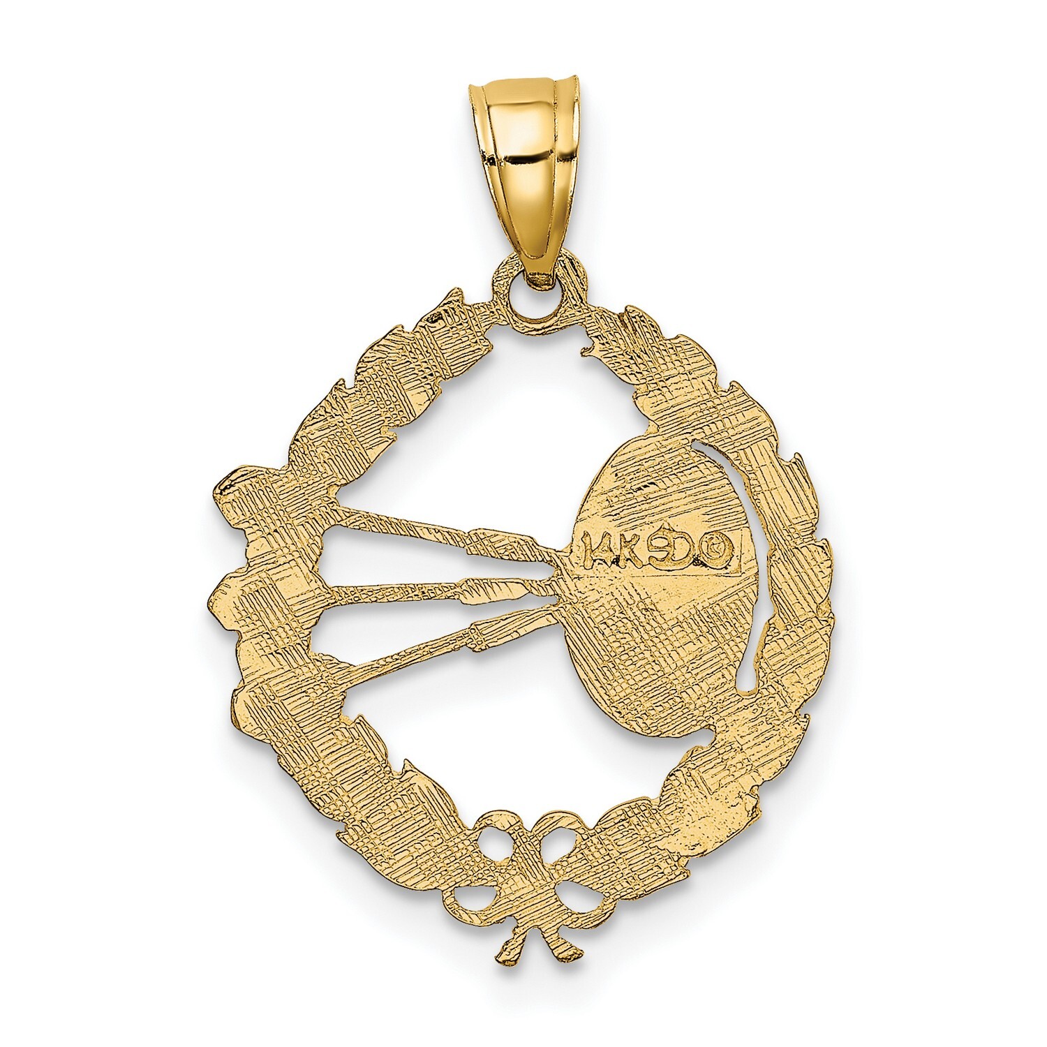 14k Yellow Gold Dart Board And Darts Charm Pendant
