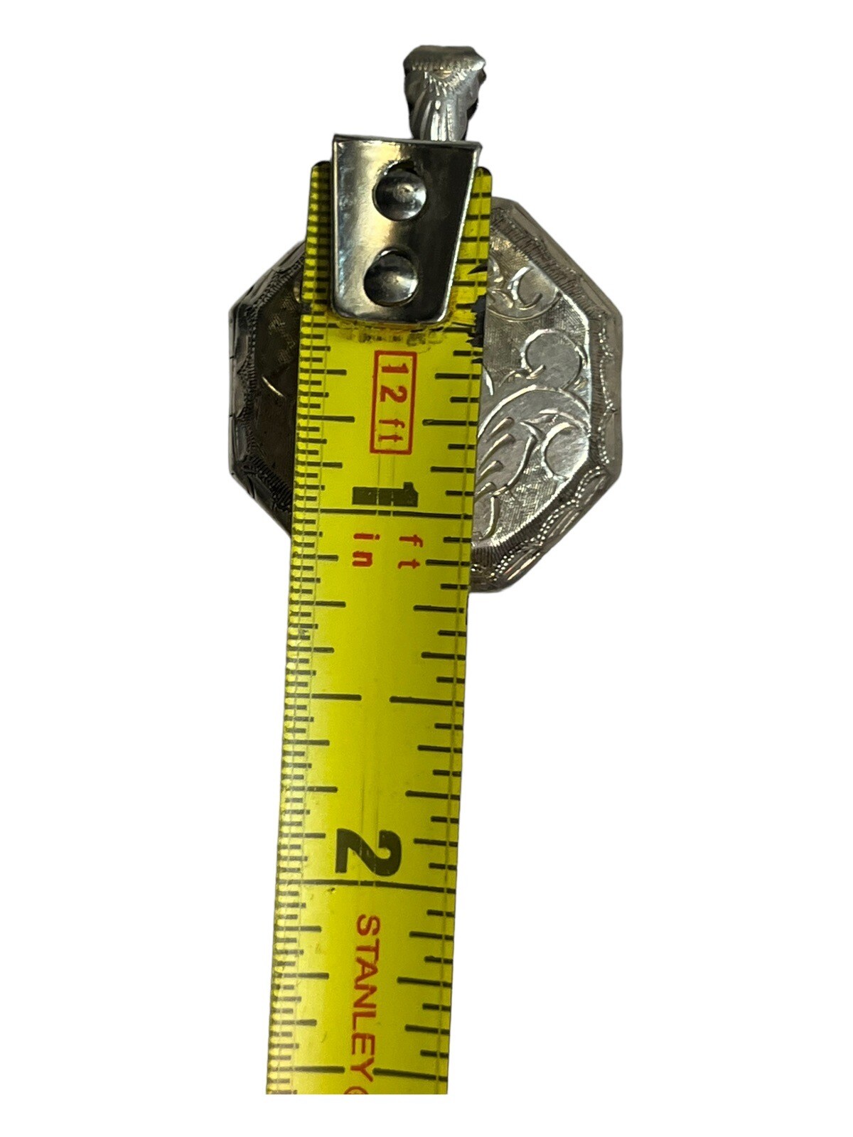 Sterling Silver Etched Octagon Shaped Photo Locket Pendant 9.87 Grams