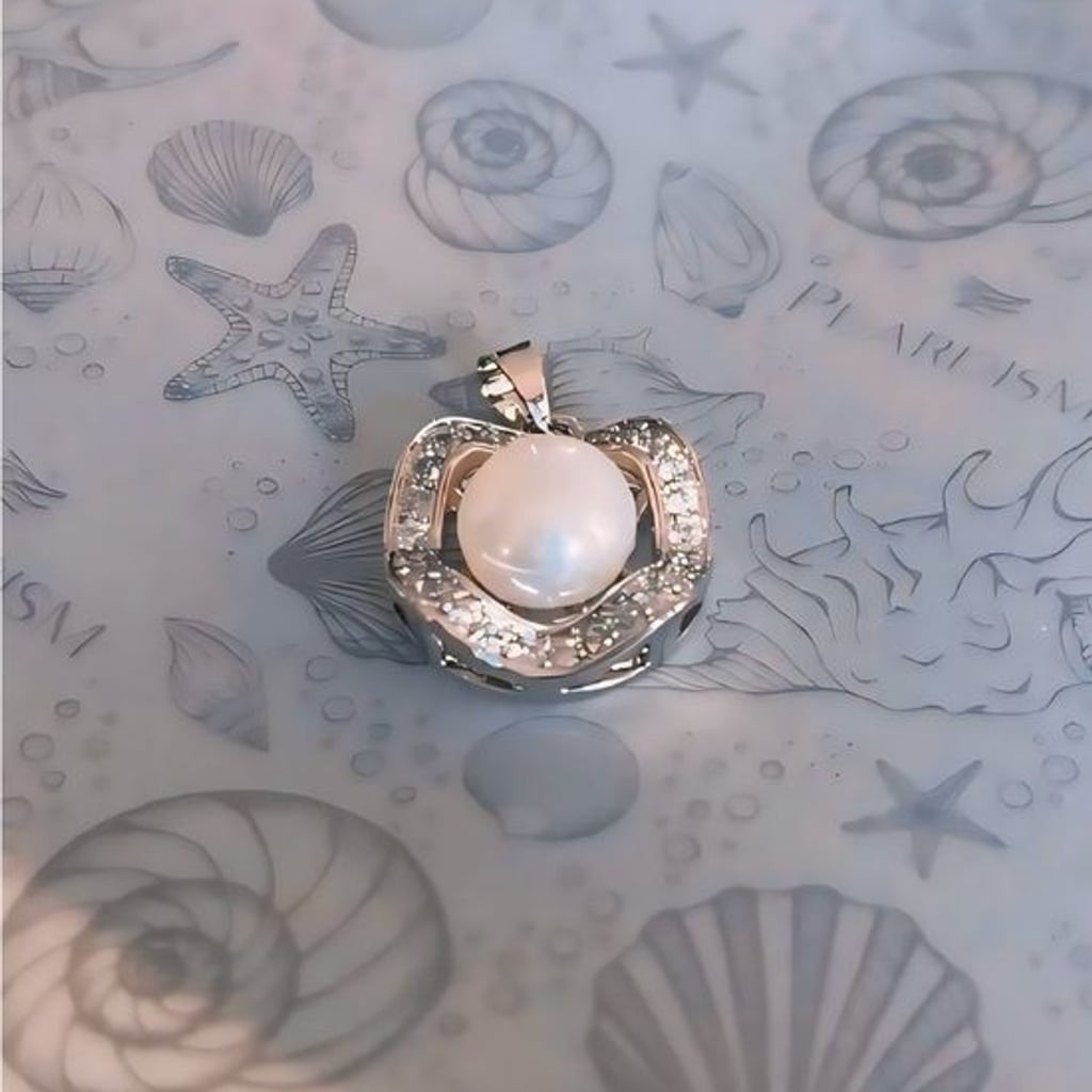 2 for $40 Sterling Silver Pearl Pendant with Sparkling Accents