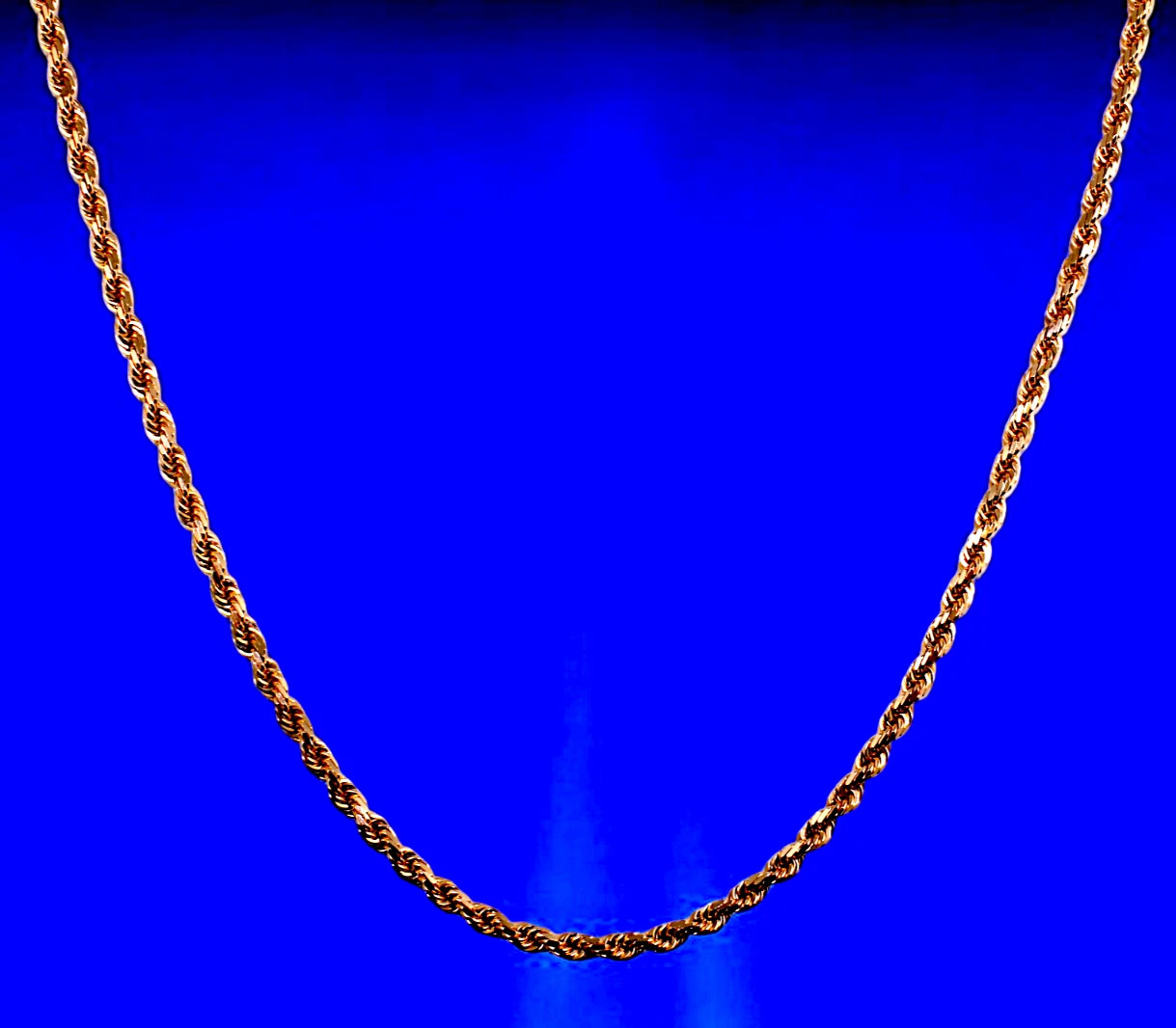 14K Rose Gold Rope Chain Necklace Bracelet Diamond Cut Real Gold 2mm-6mm 7″-30″