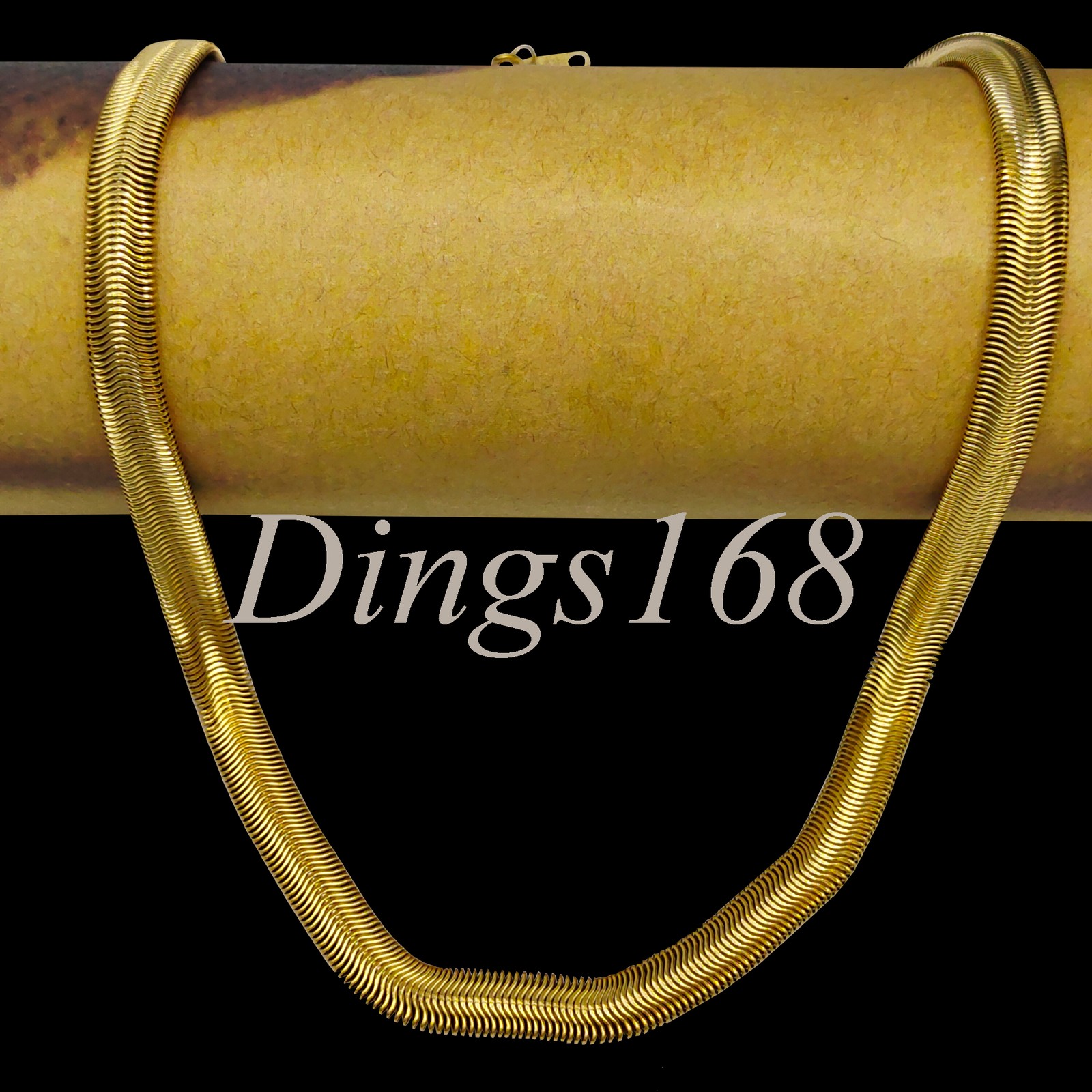 18K Yellow Gold Filled Tarnish-Resist 20″+2″ 7mm Very Wide Flat Snake Necklace