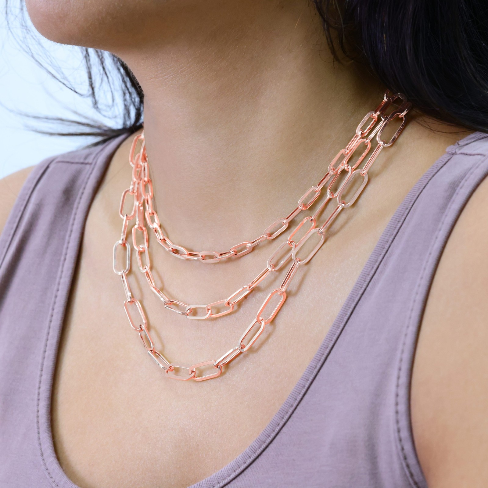 14k Rose Gold Paperclip 2mm-7mm Chain Oval Cable Necklace Mens Womens 16″-24″