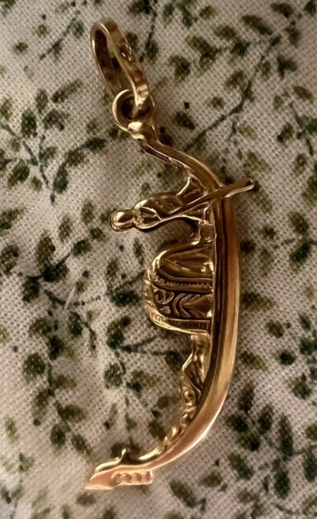 Solid 18k Gold Gondola Venice Venezia Charm Pendant Souvenir Italy 1.1 g