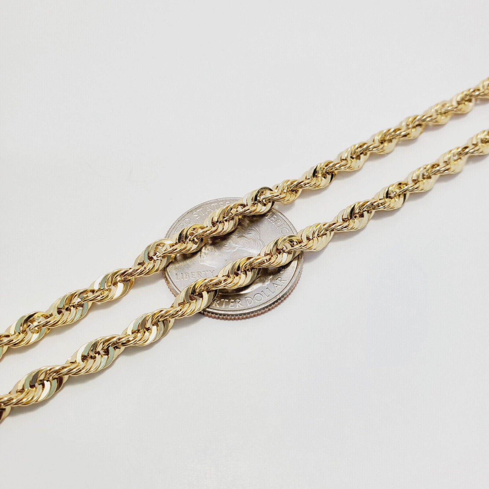 14K Yellow Gold Plated 925 Silver 1.5mm-6.5mm LaserRope Chain Necklace 16″- 30″