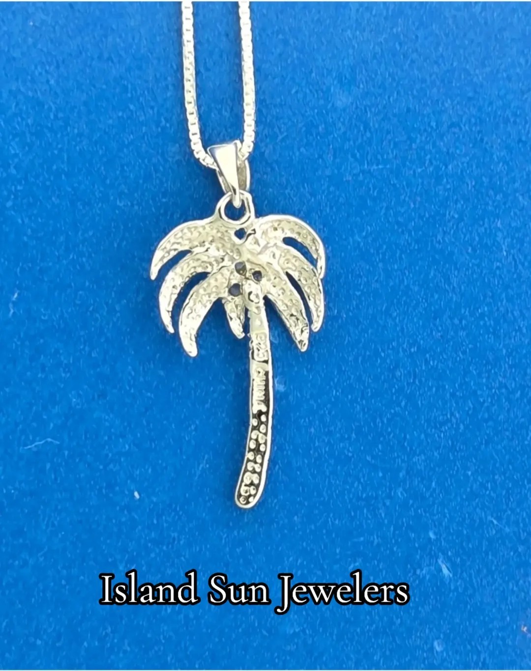 Palm Tree Pendant, Sterling Silver & Cz