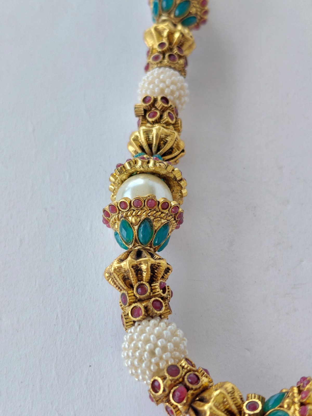 Vintage Necklace Kundan Polki Traditional Indian Wedding Gold Tone Multicolor