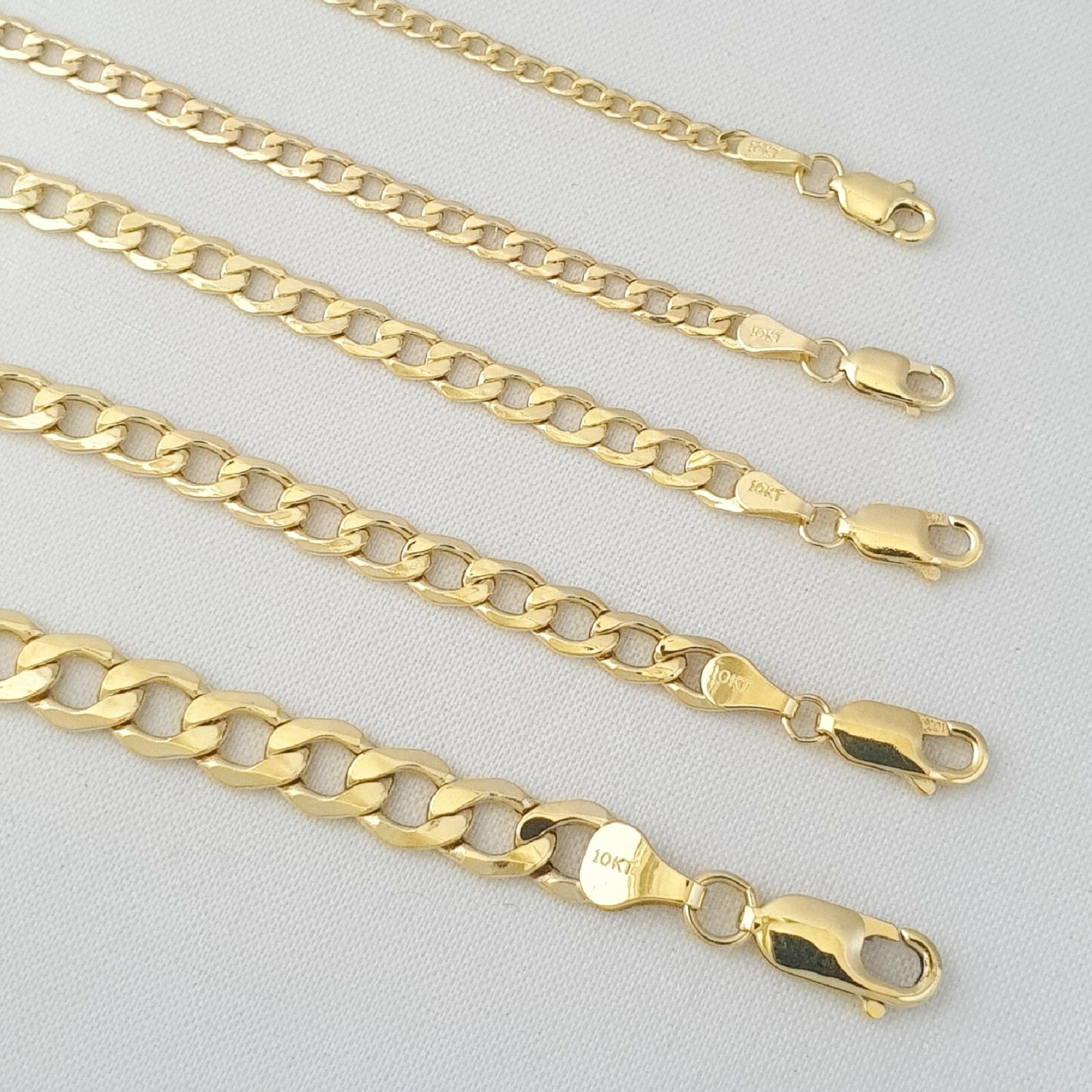 HOLLOW 10K Yellow Gold Men’s Women 2.5mm-7.0mm Cuban Curb Link Chain Necklaces