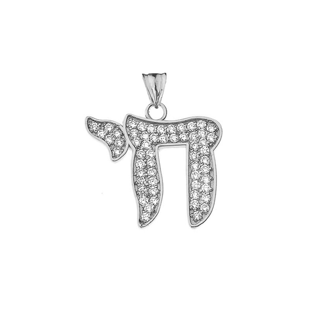 Gold Diamond Chic Chai Pendant Necklace(Available In Yellow/Rose/White)(0.75″)