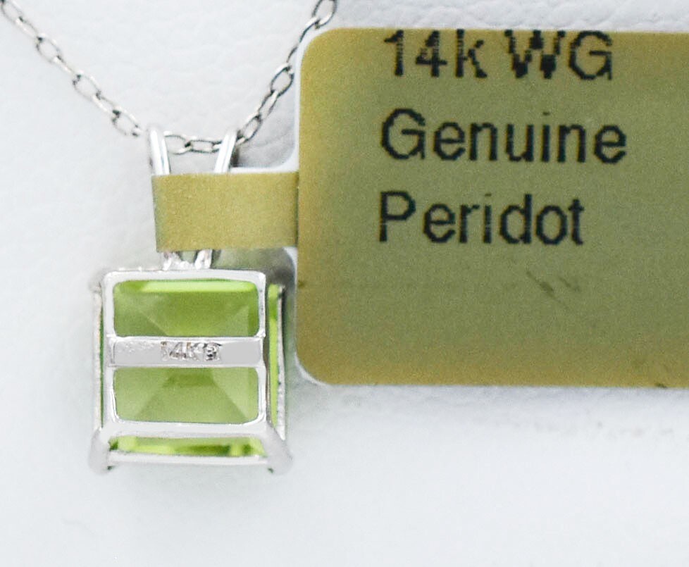 GENUINE 1.02 Cts PERIDOT PENDANT 14K SOLID WHITE GOLD -Free Chain-FREE APPRAISAL