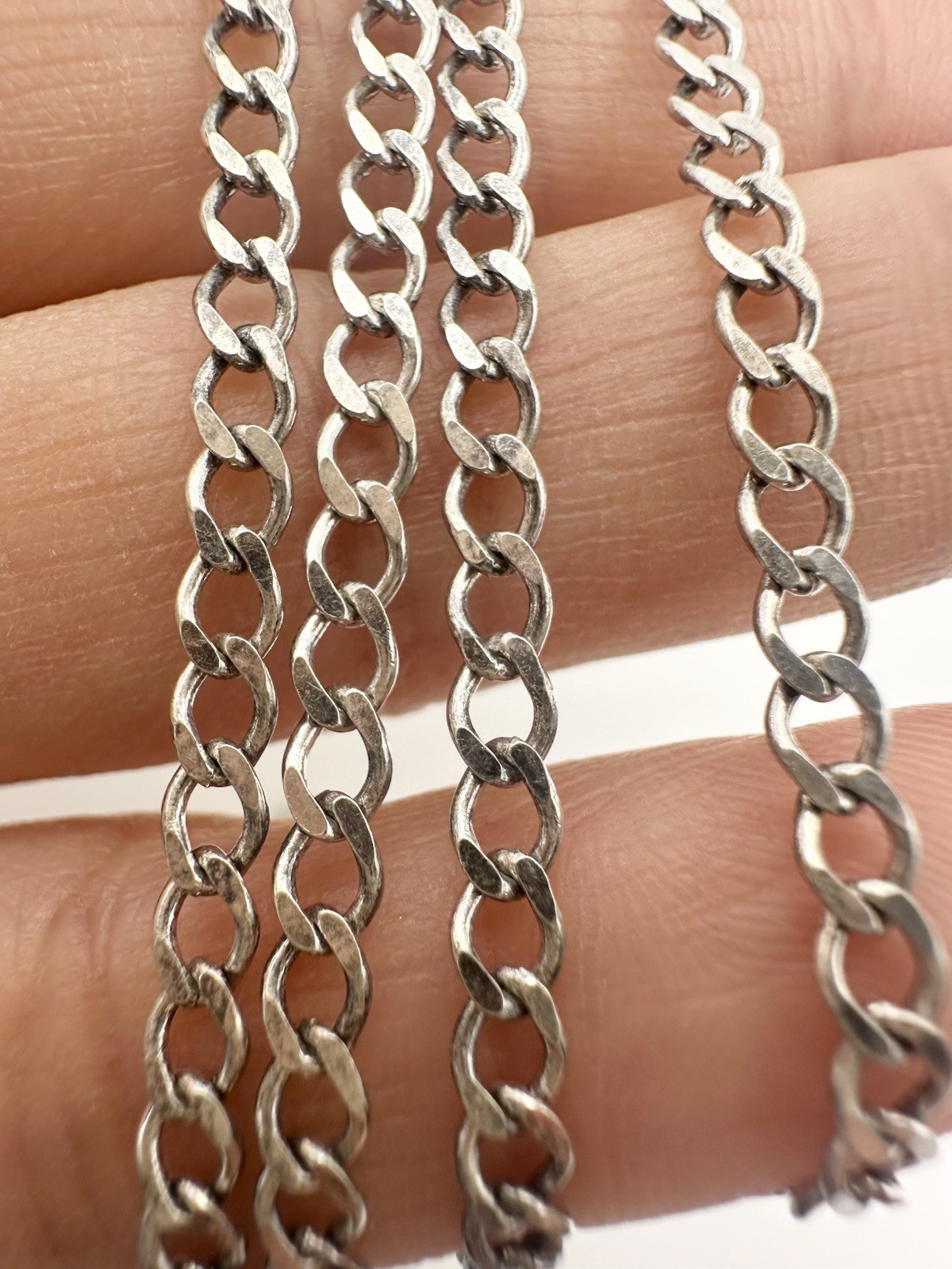 925 Mexico Sterling Silver 3mm Curb Chain Necklace 23.5”