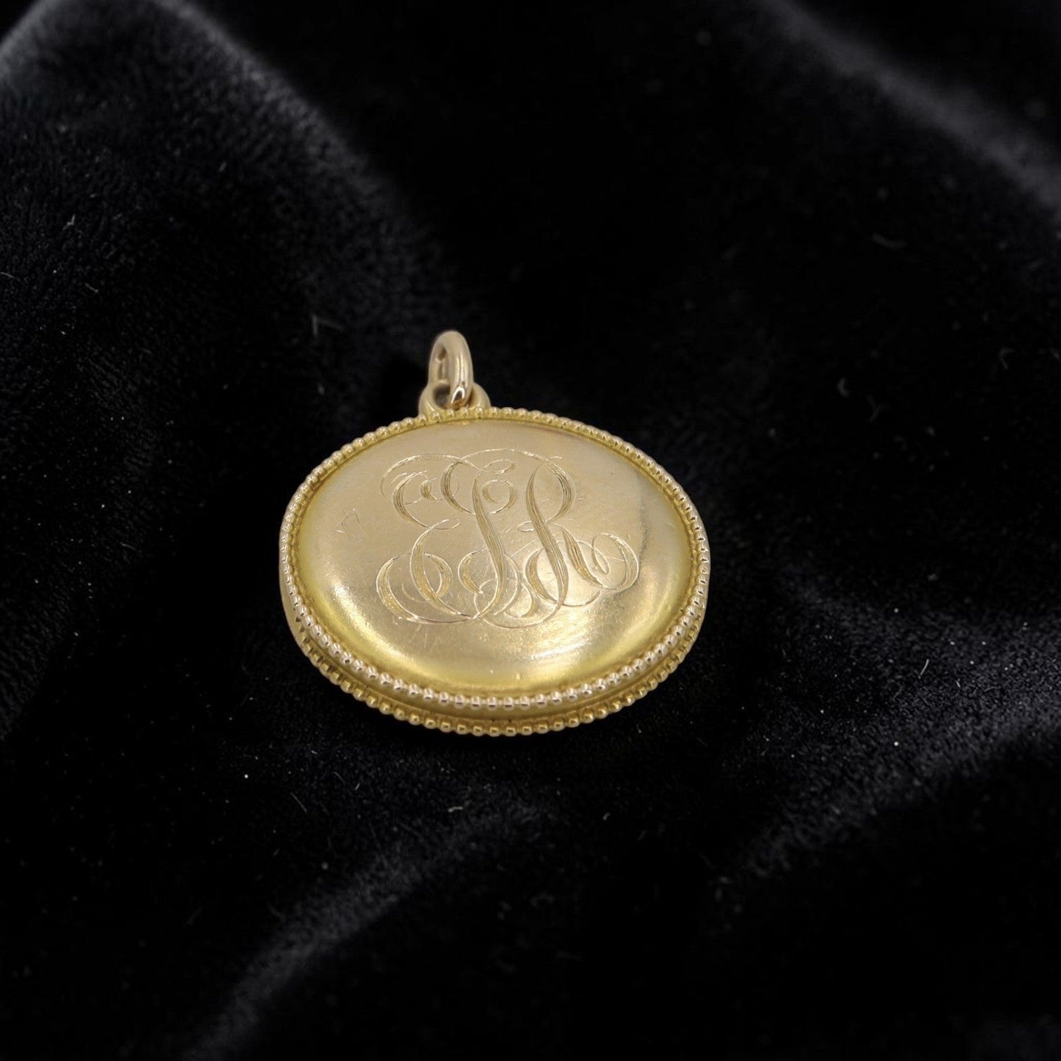 Antique Victorian 14k Gold Locket | Coin Edge | Engraved Monogram EJR | Petra