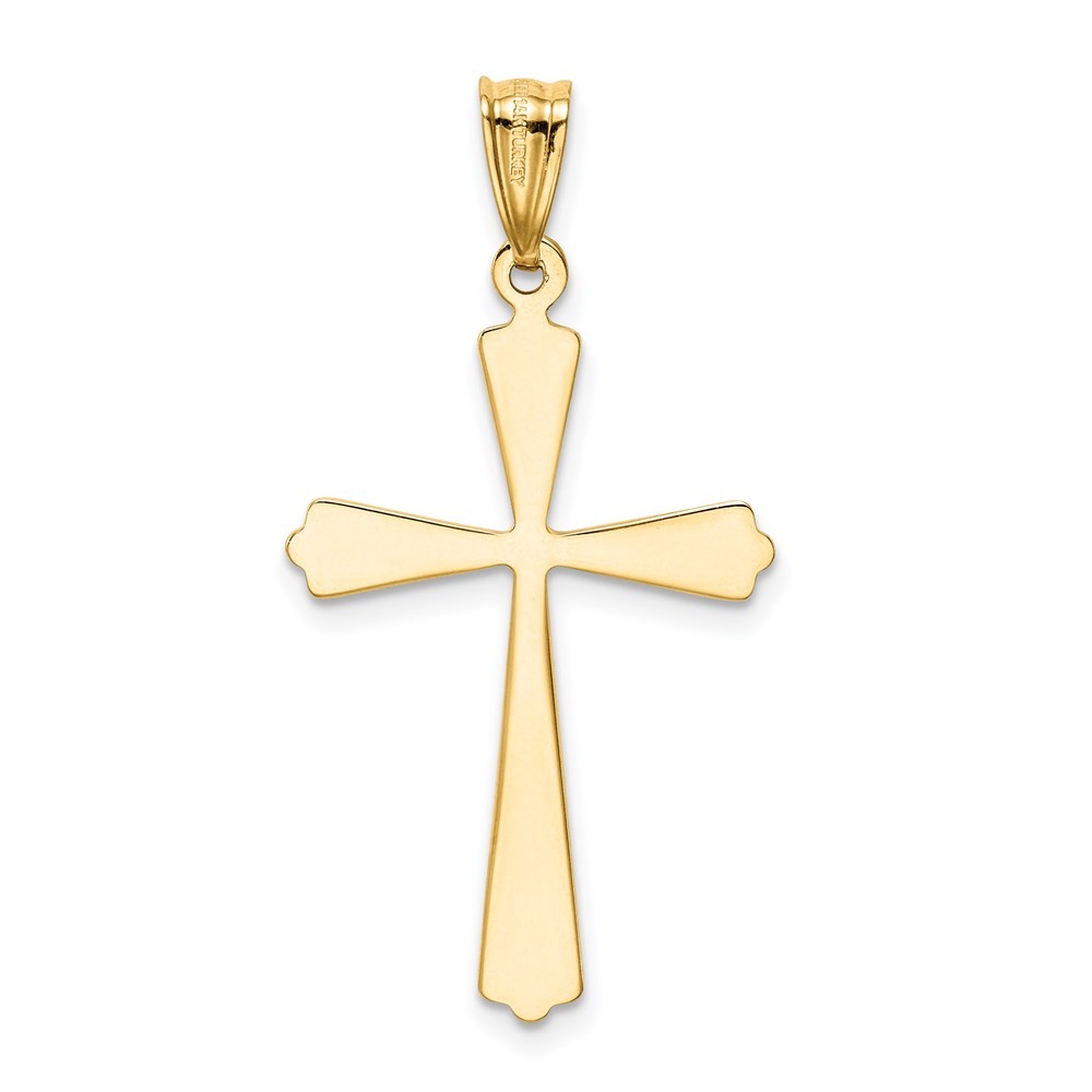 14k Two-tone Gold Diamond Cut Cross Pendant 1.02 gram, L-1.19 In, W-0.75 In
